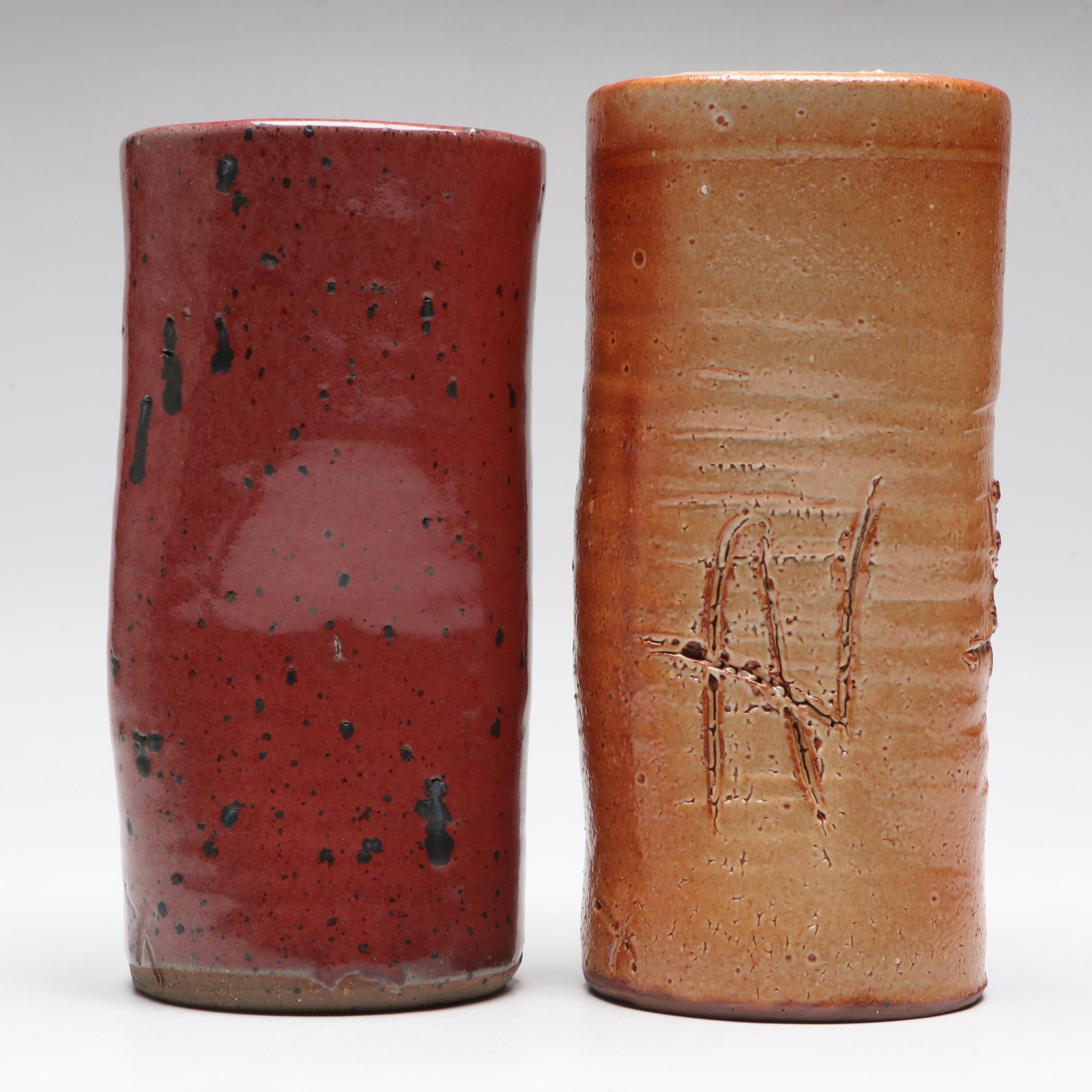 Studio Pottery Salt Glazed Stoneware Vases