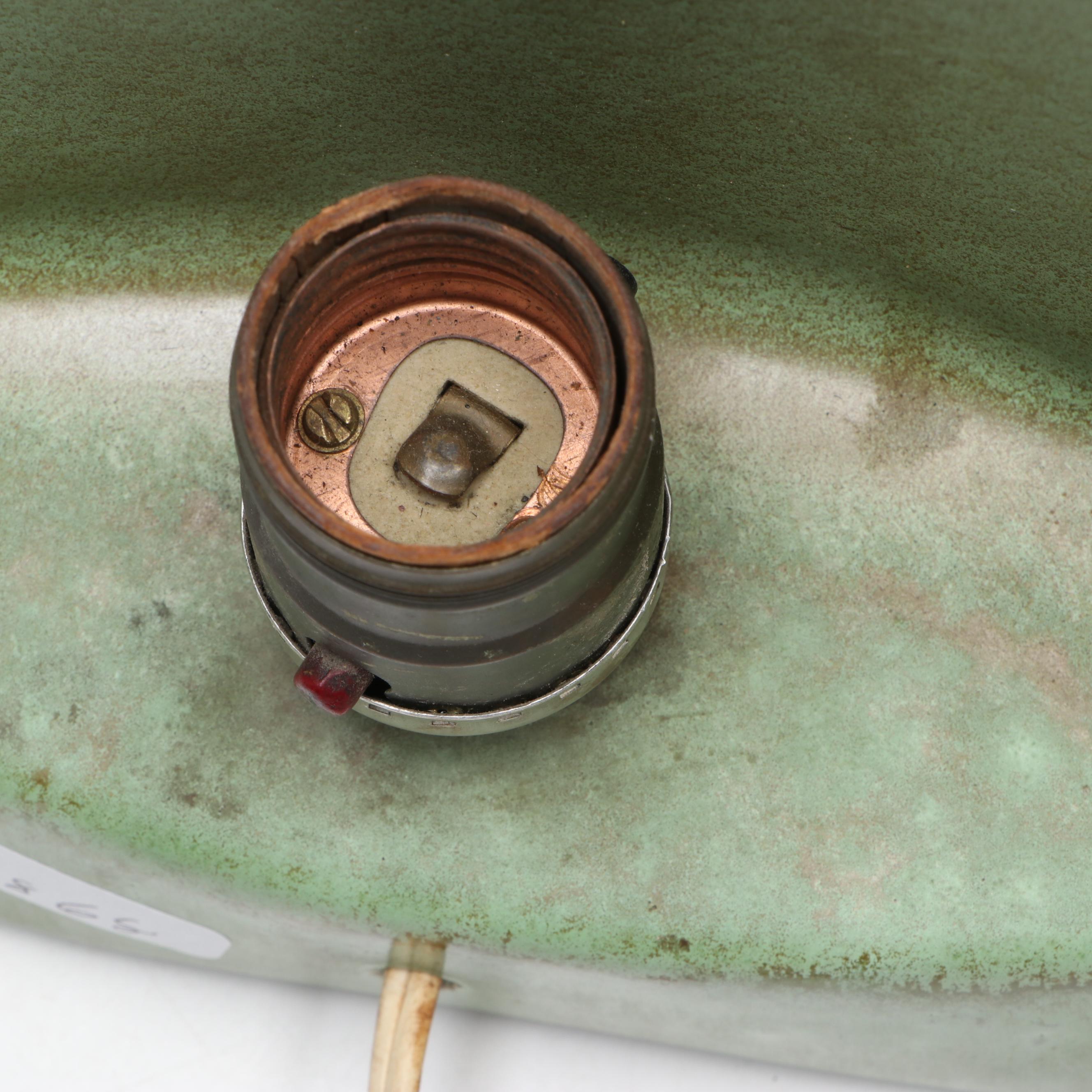 Gonder Pottery Mfg. Green Glazed Clipper Ship Ceramic Table Lamps