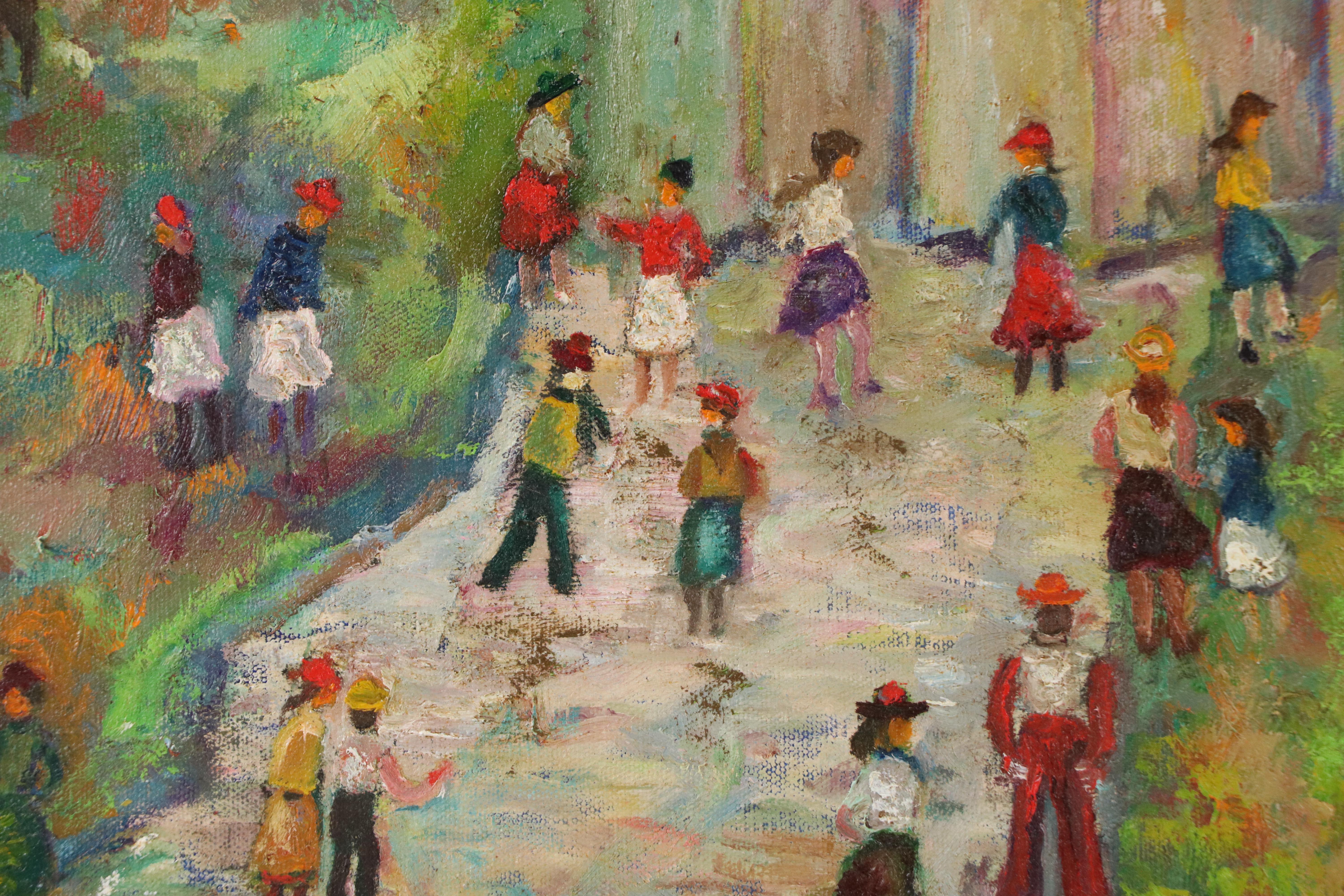 Self-Taught Artist Oil Painting of Circus Scene, 20th Century