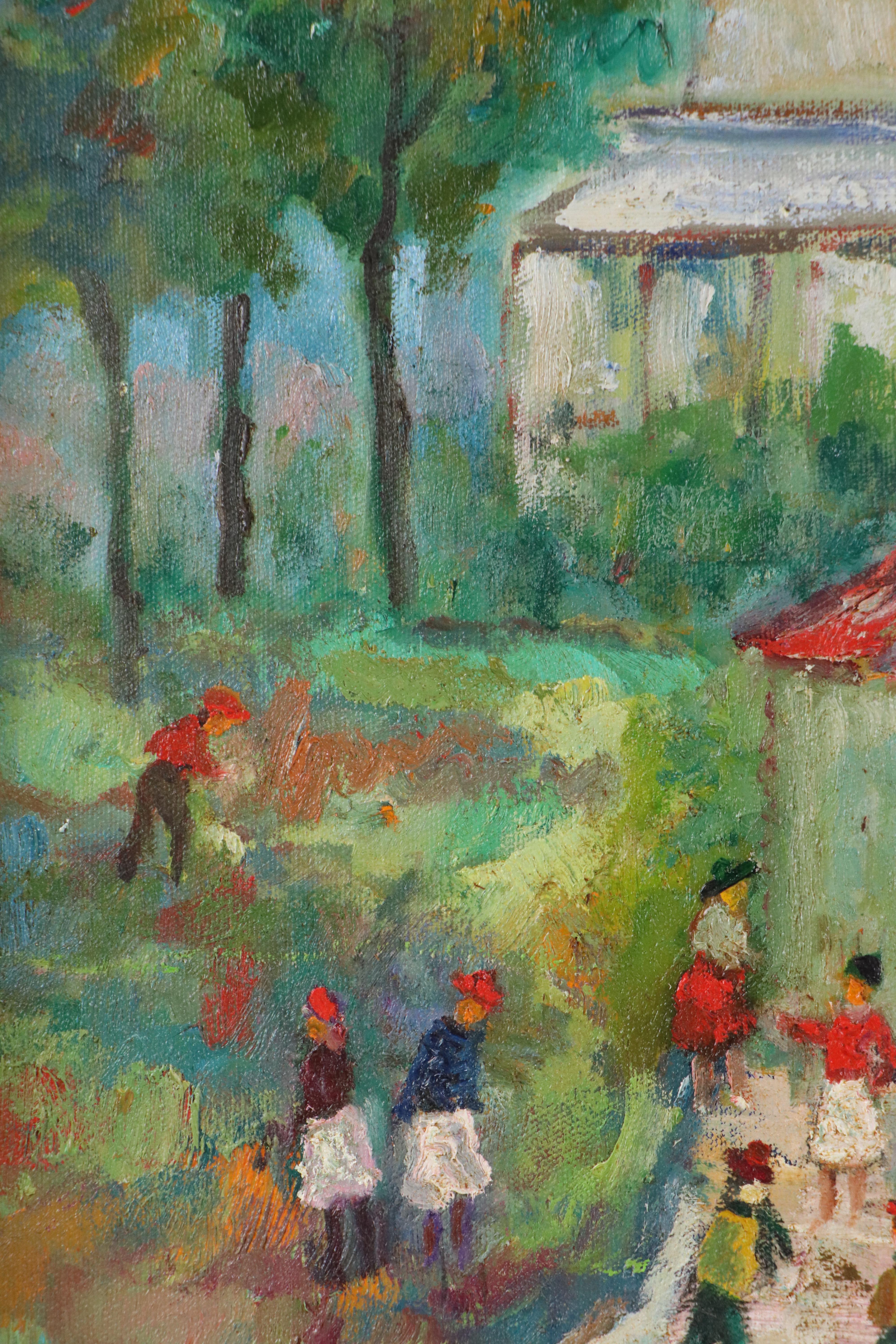 Self-Taught Artist Oil Painting of Circus Scene, 20th Century