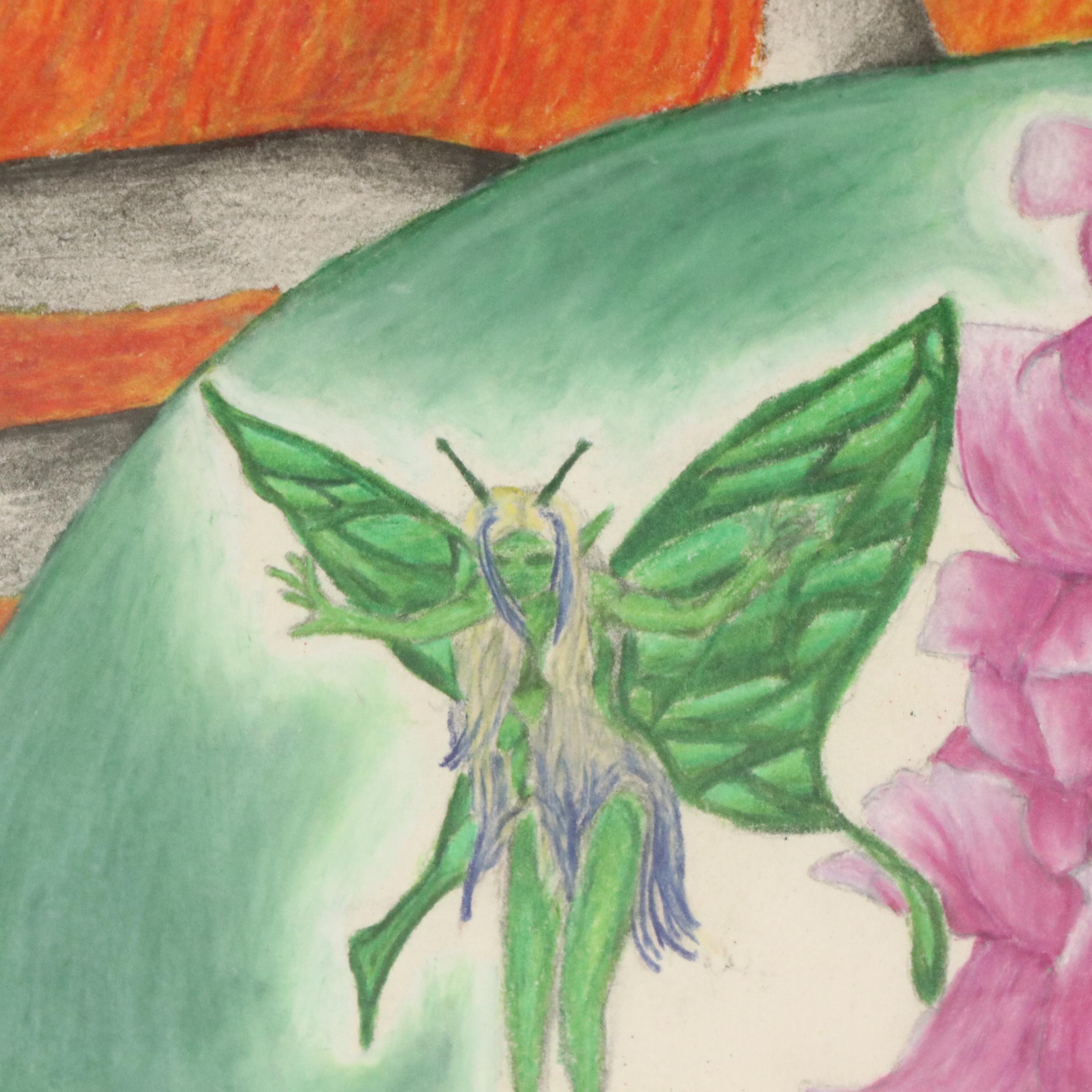 Fantasy Genre Colored Pencil Drawing with Knife and Deities, 21st Century