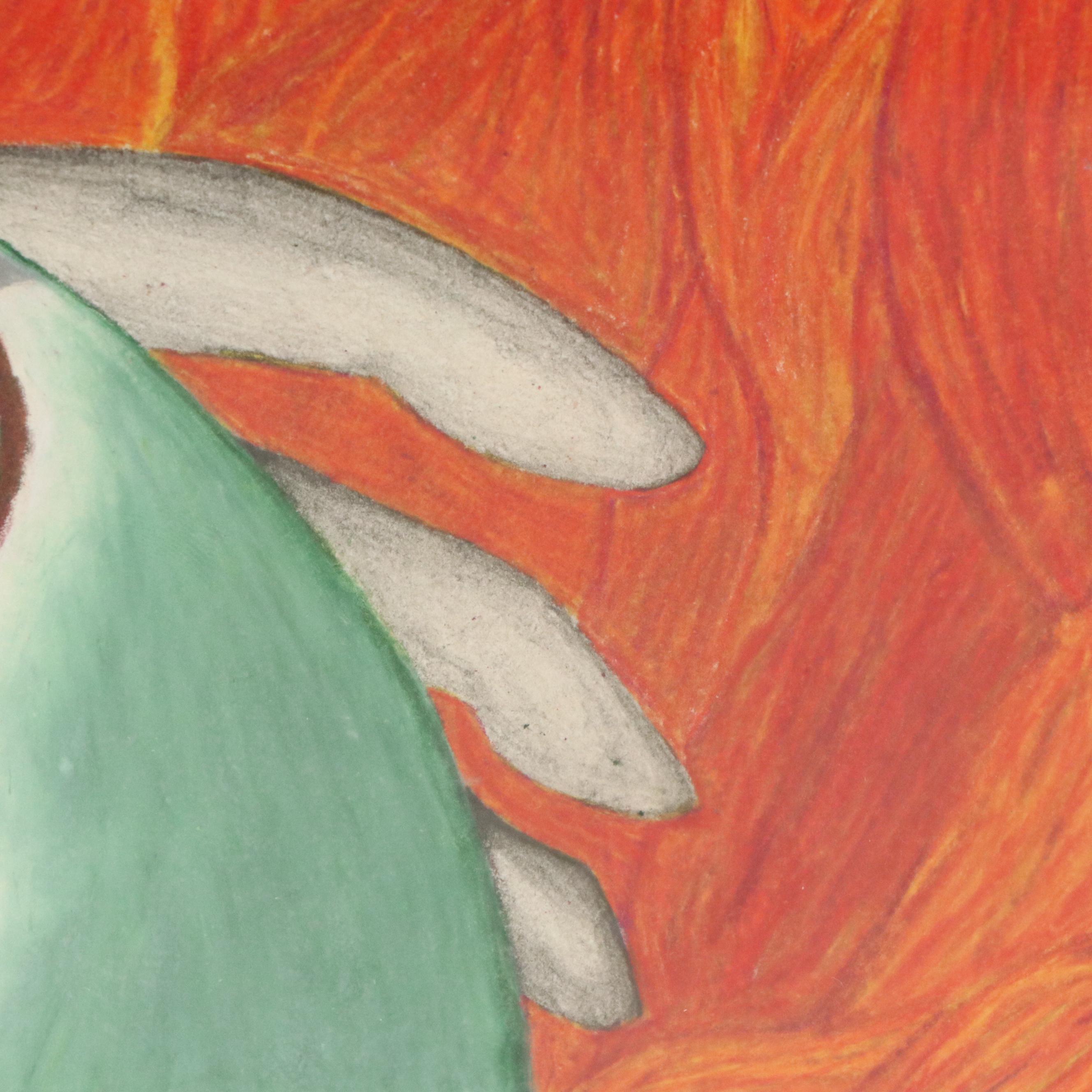 Fantasy Genre Colored Pencil Drawing with Knife and Deities, 21st Century