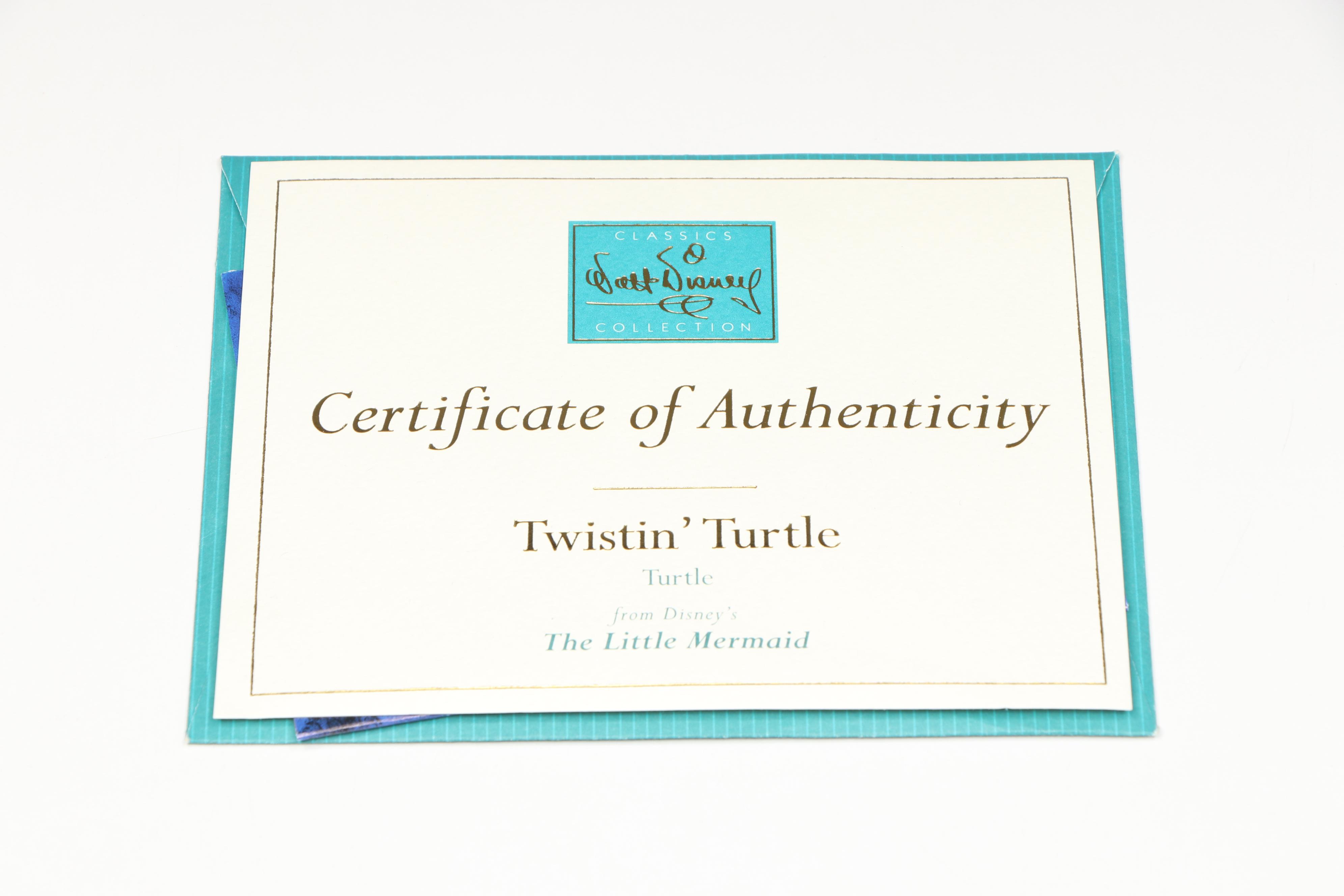 Disney The Little Mermaid "Twistin' Turtle" Porcelain Figurine, 1997-1999