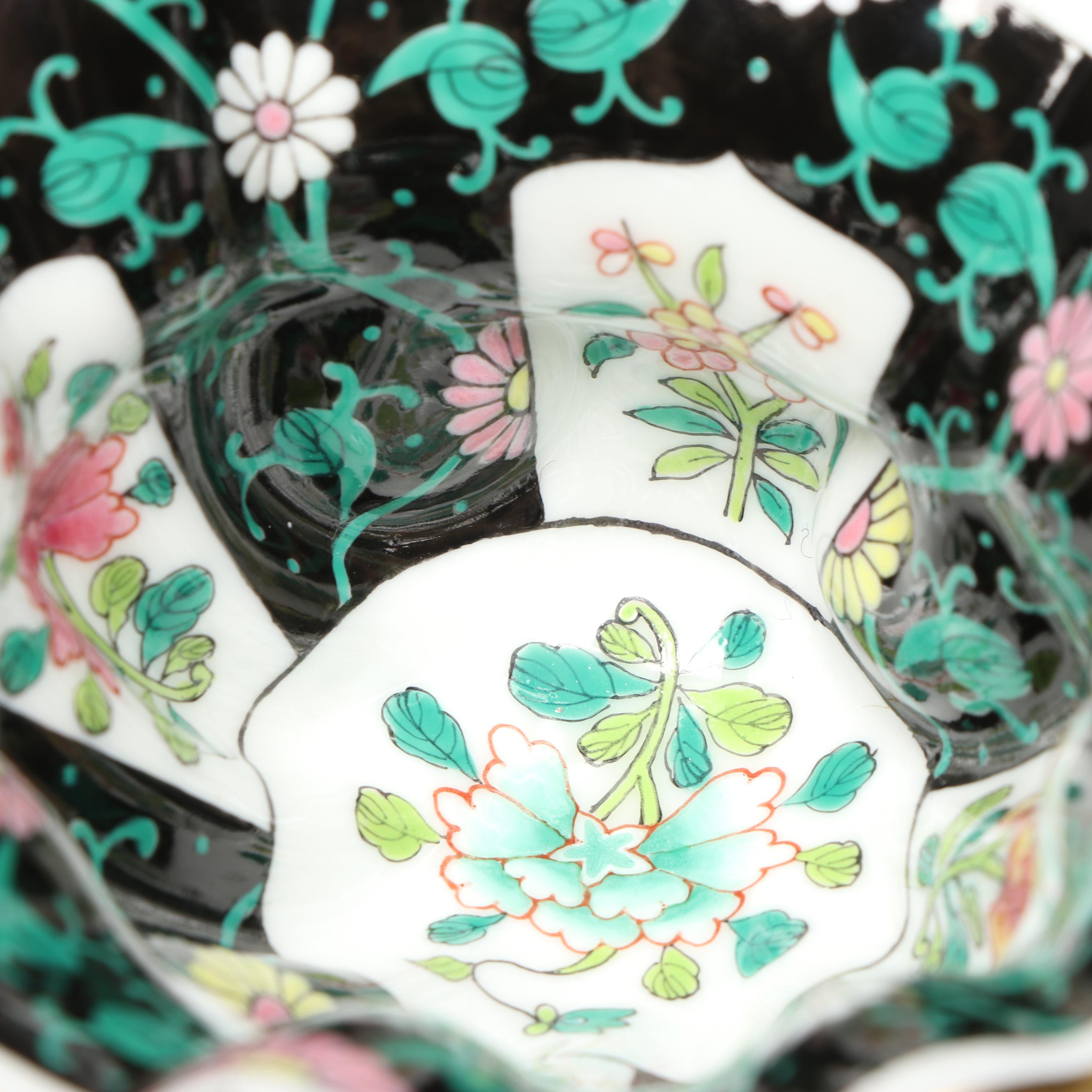 Herend "Black Dynasty" Dolphin and Shell Porcelain Goblet, 1994