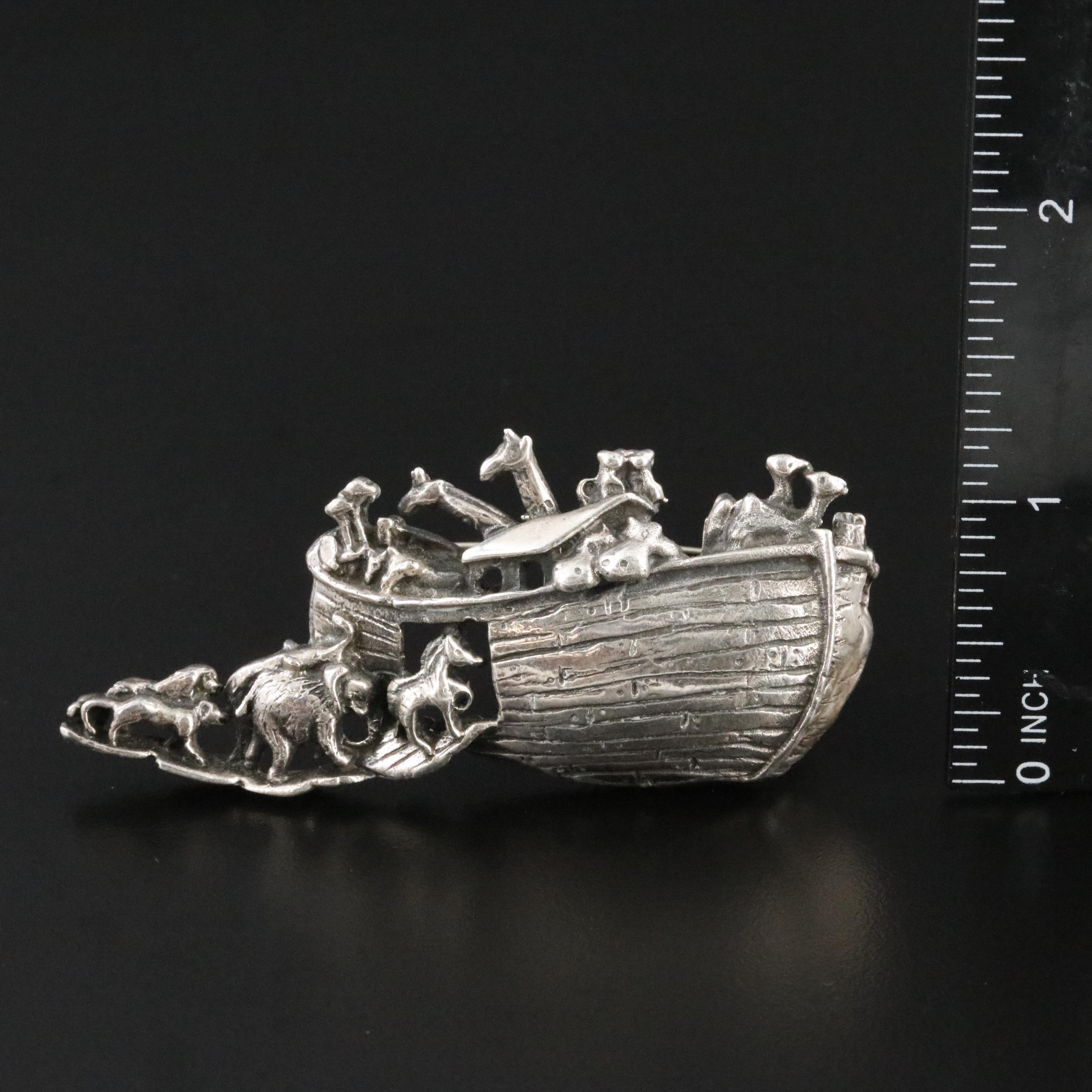 Mexican Sterling Noah's Ark Converter Brooch