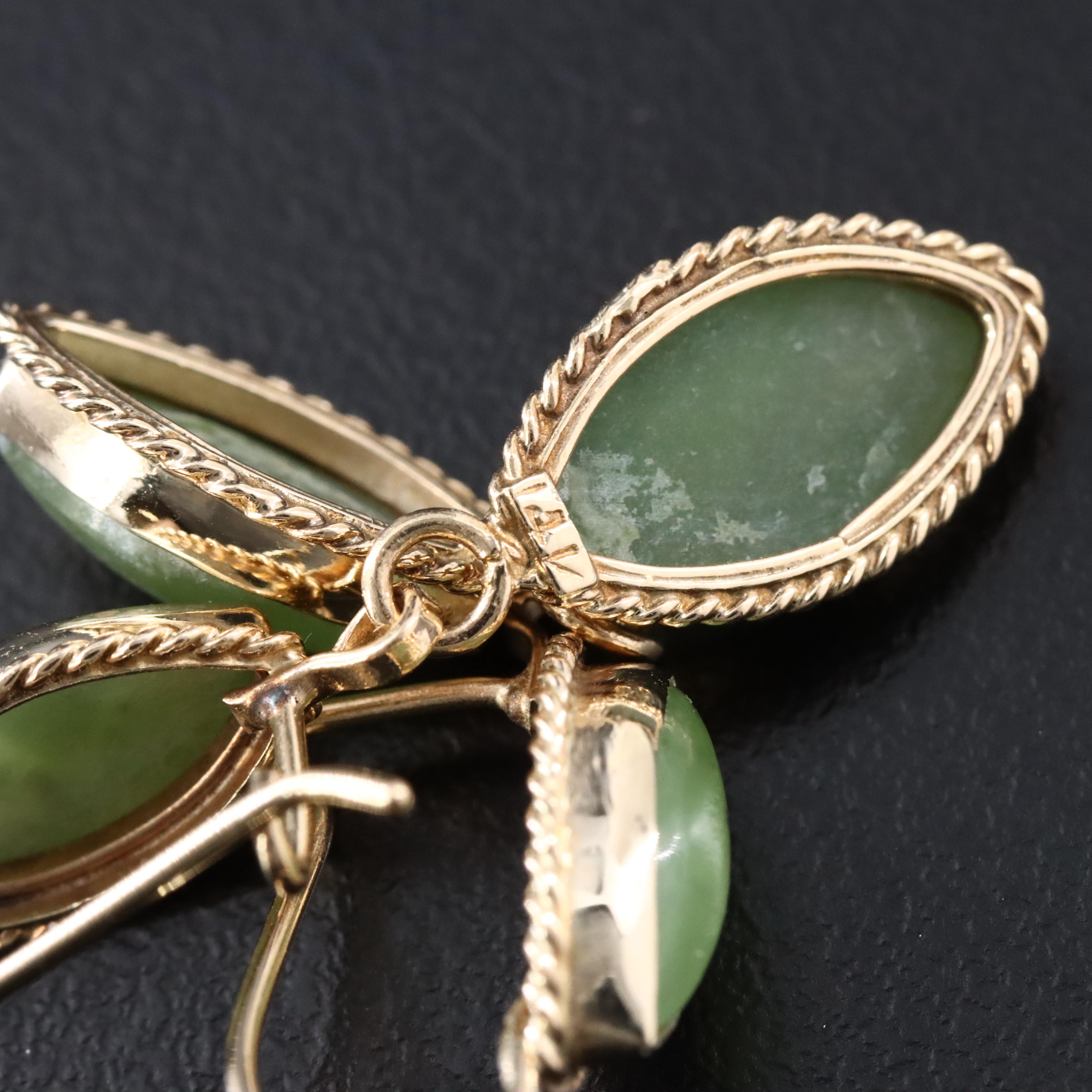 14K Nephrite Drop Earrings