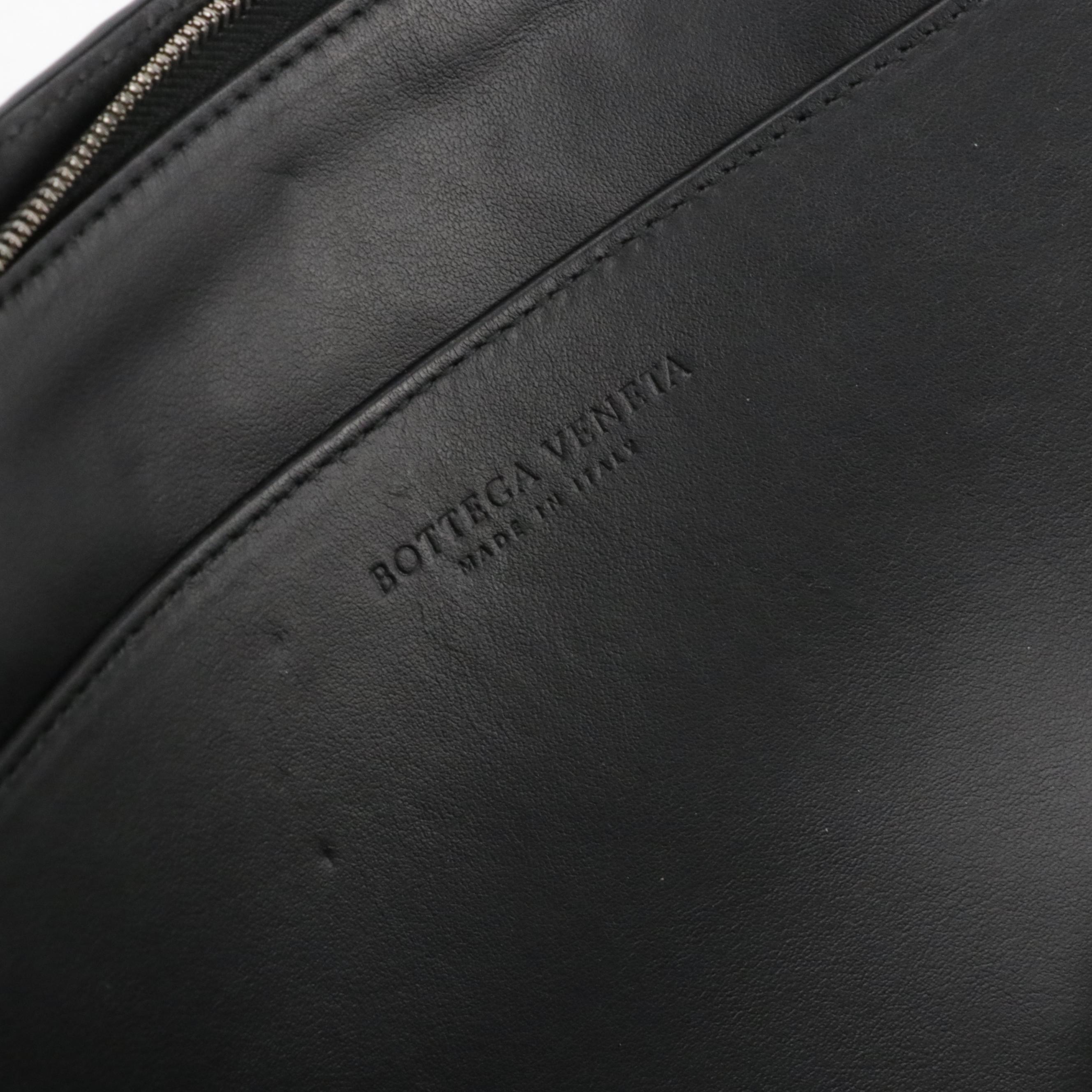 Bottega Veneta Medium Corner-Zip Pouch in Black Intrecciato Nappa Leather