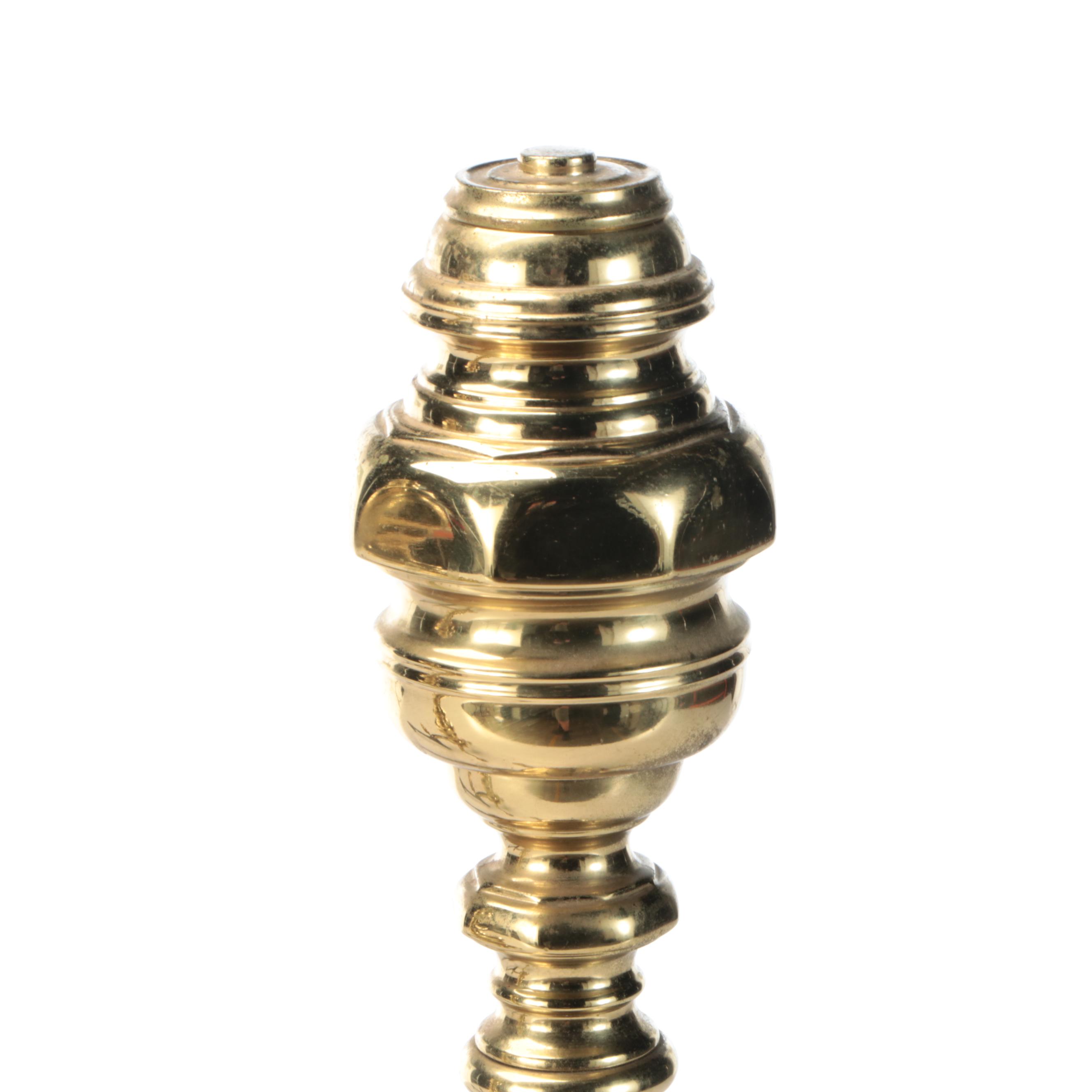 The Harvin Company Brass Andirons, Mid to Late 20th Century