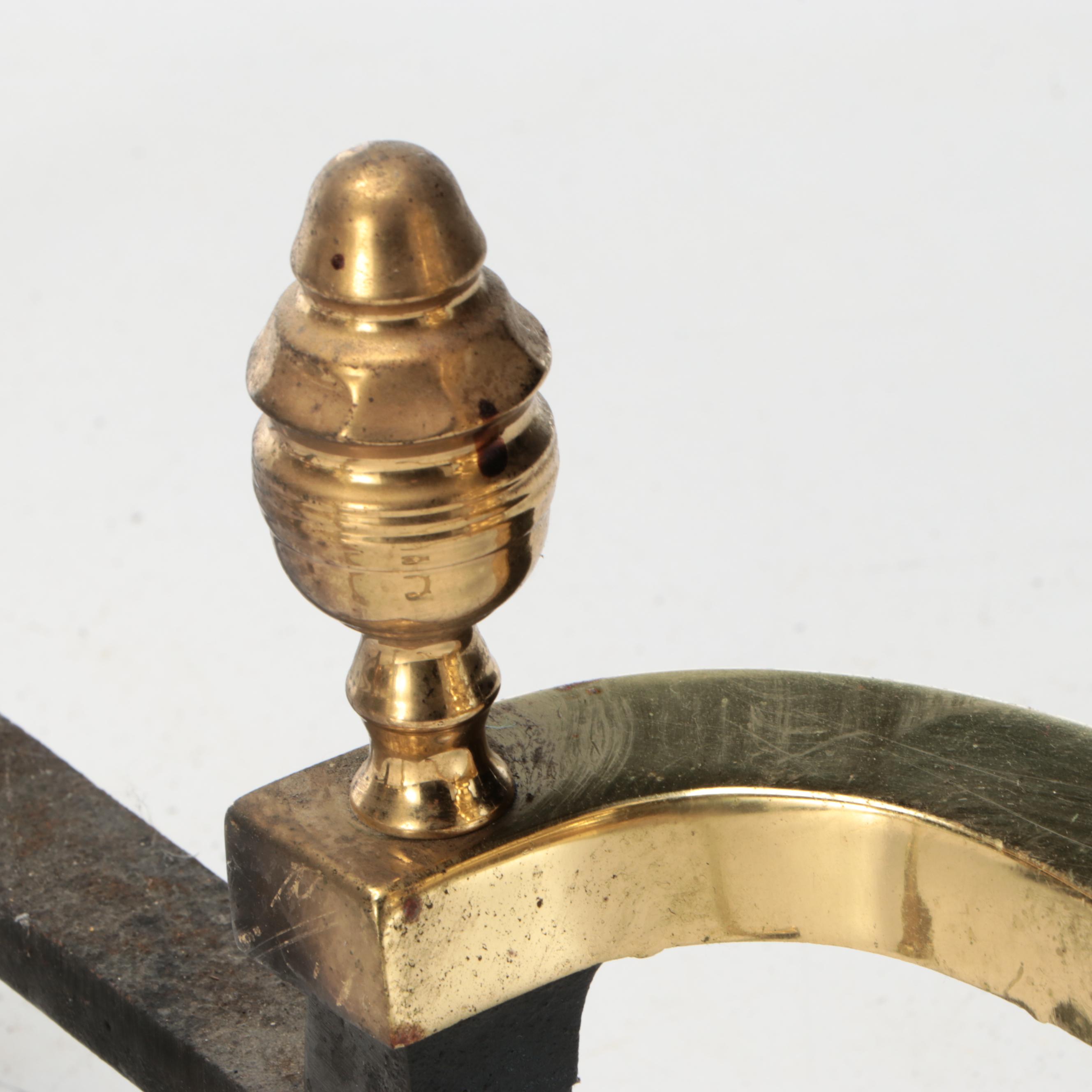 The Harvin Company Brass Andirons, Mid to Late 20th Century