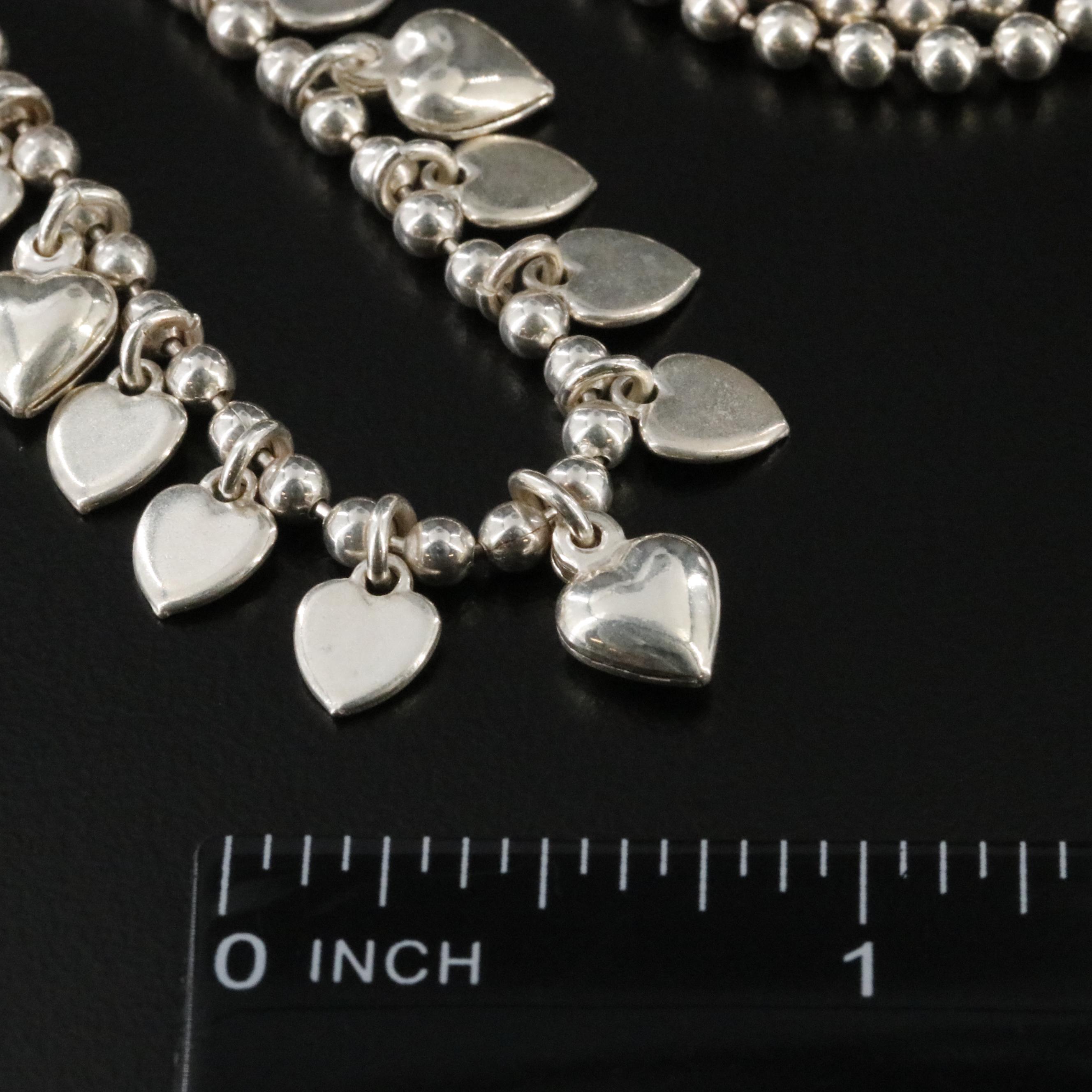 Sterling Heart Fringe Necklace