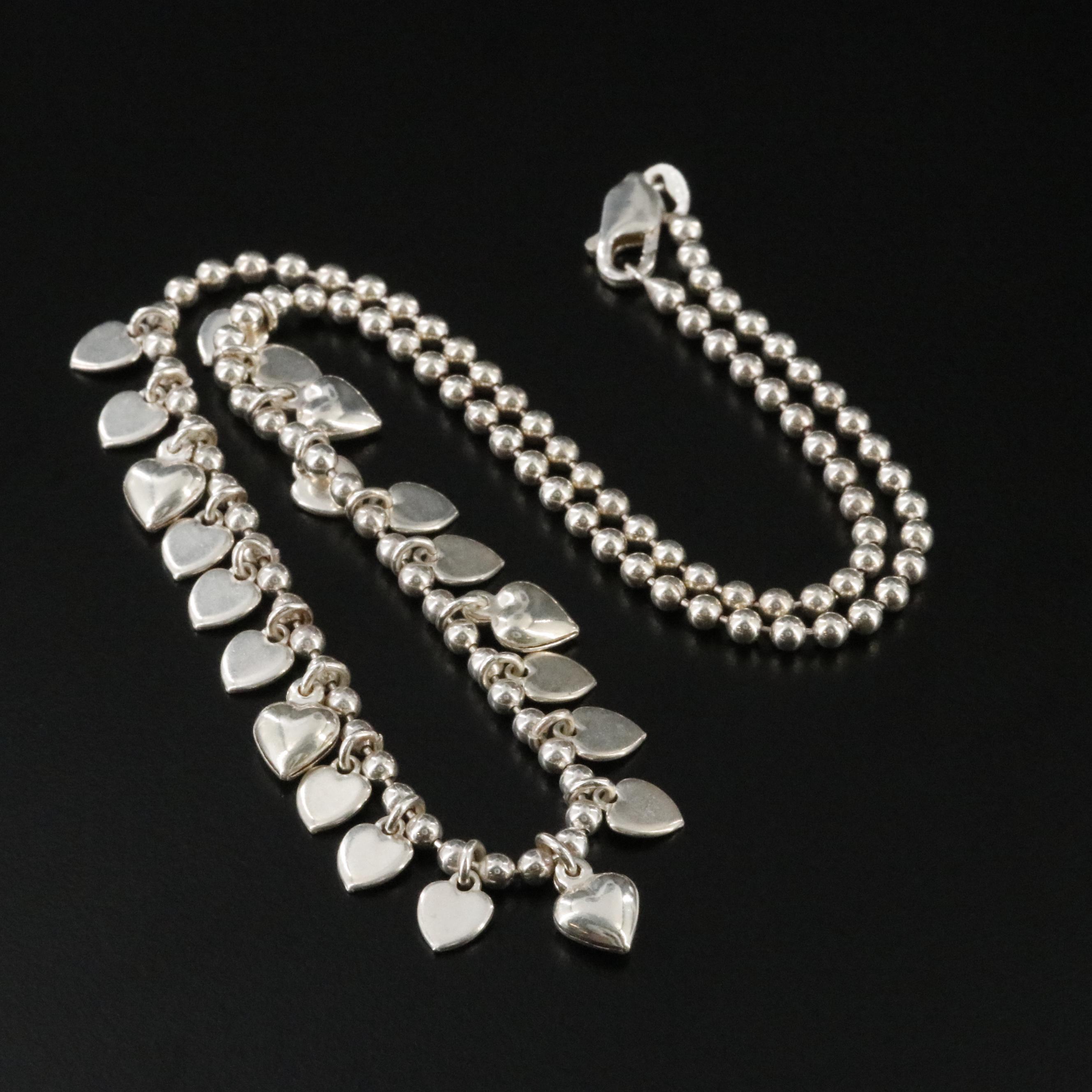 Sterling Heart Fringe Necklace