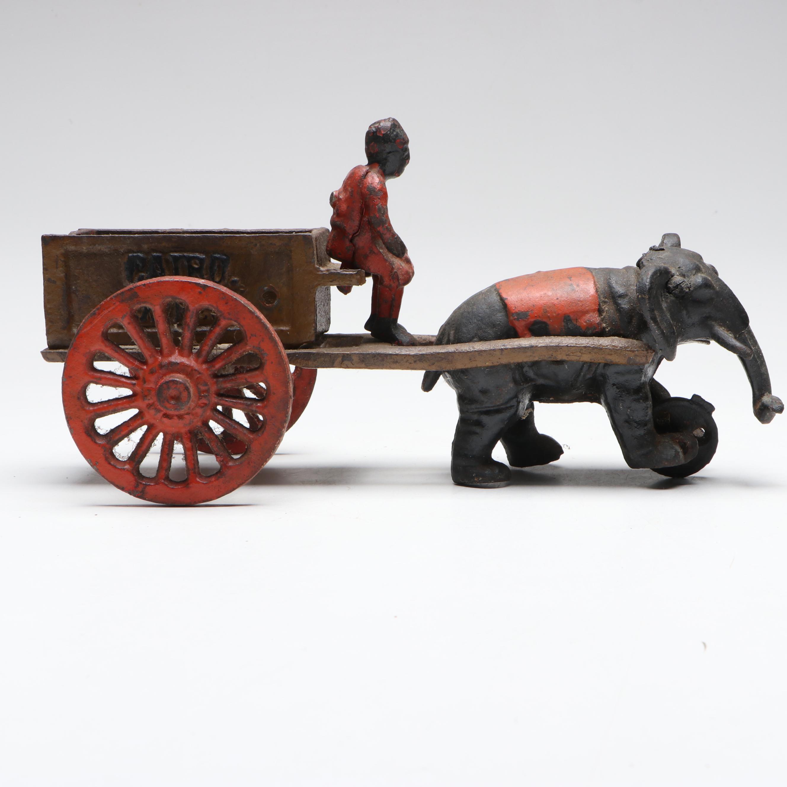 Kenton "Cairo Express" Cast Iron Elephant Cart Toy