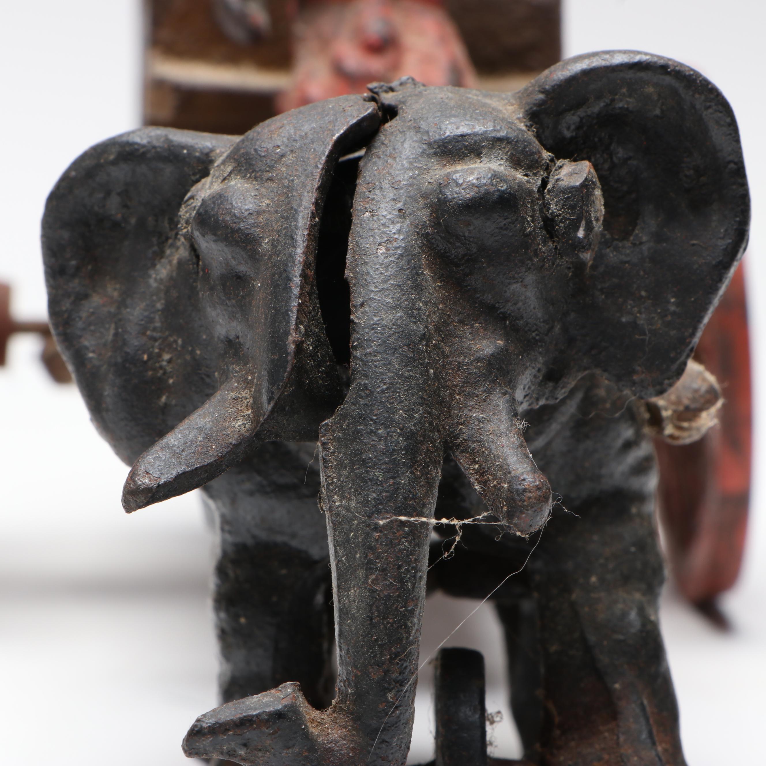 Kenton "Cairo Express" Cast Iron Elephant Cart Toy