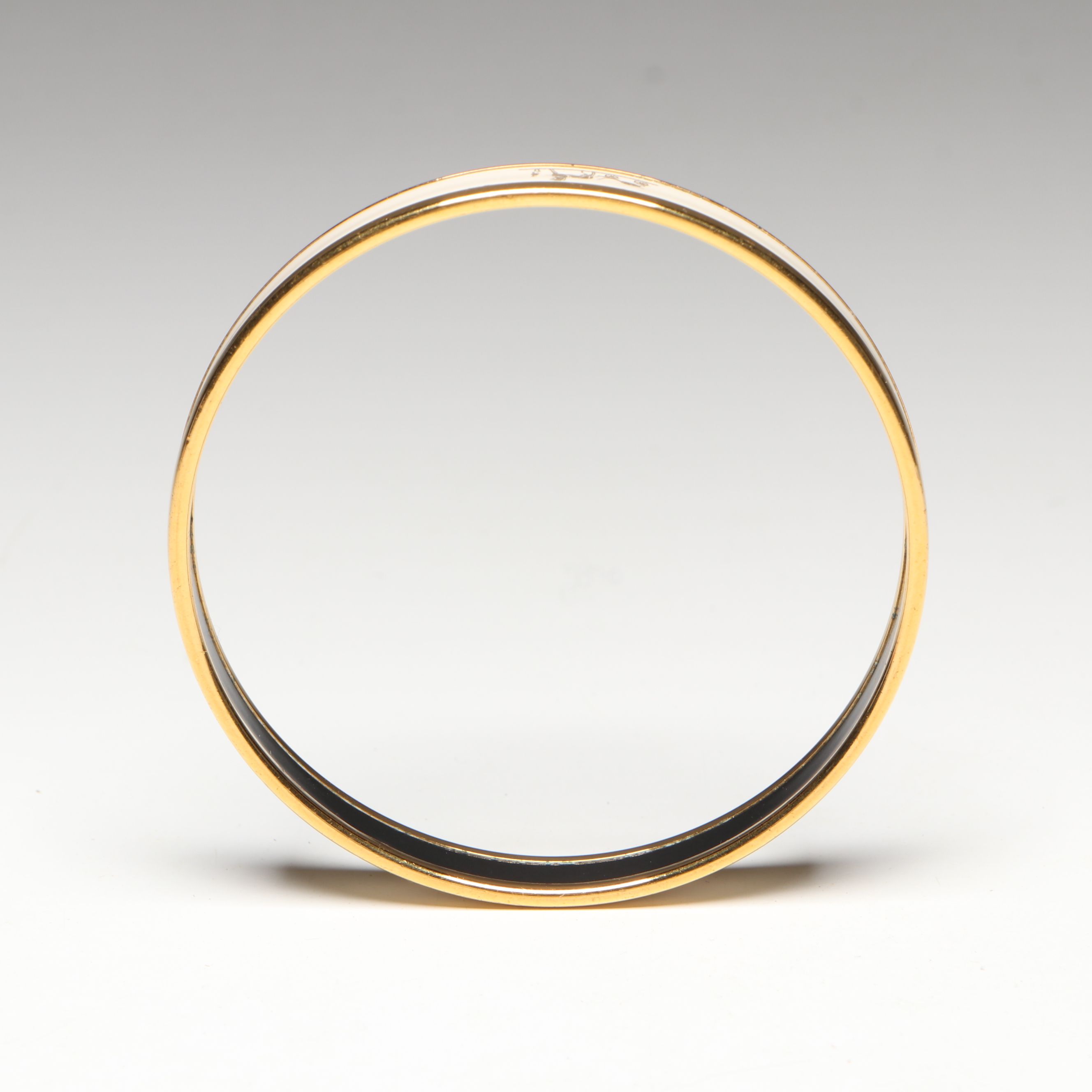 Hermès White Calèche Narrow Enamel Bangle