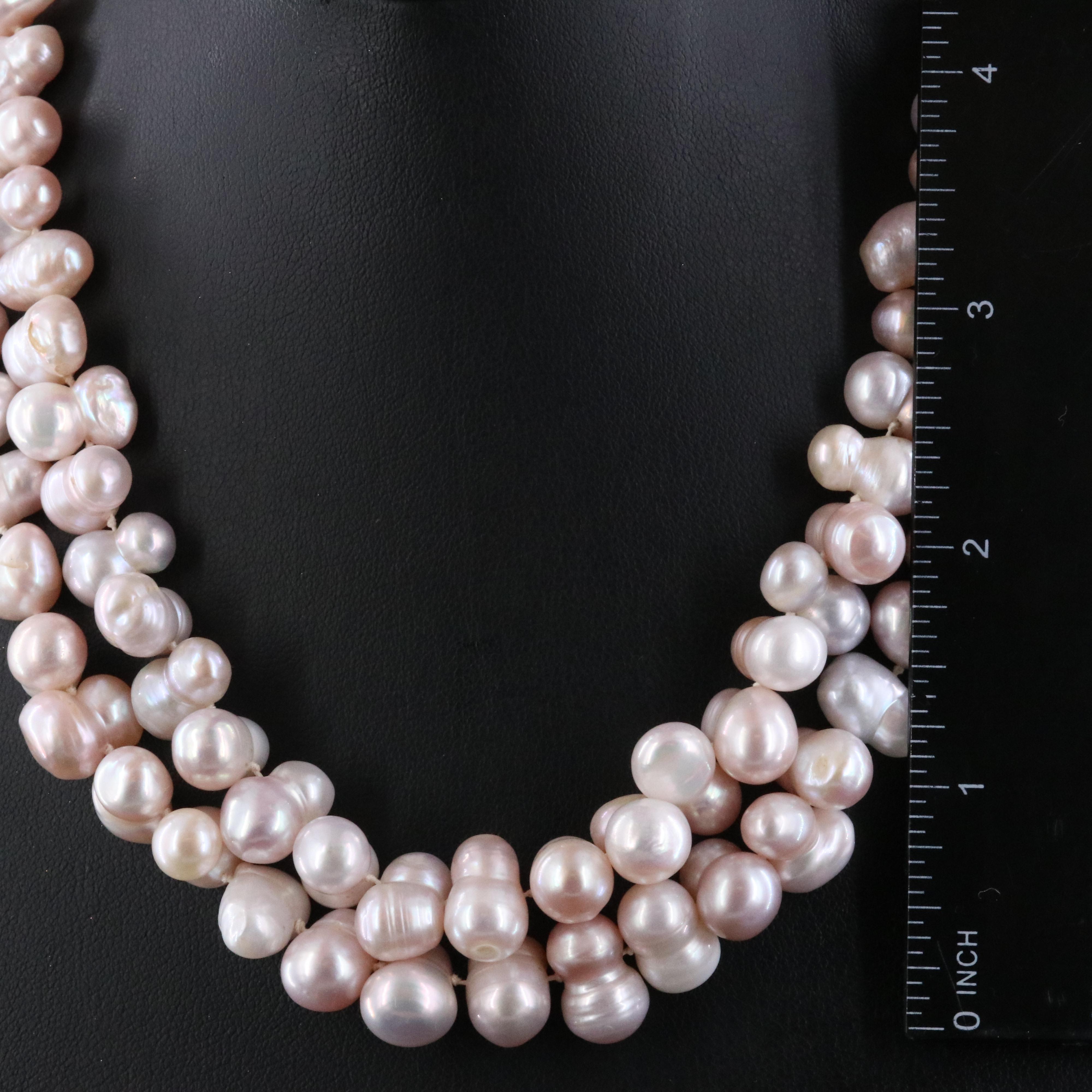 Double Strand Pearl Necklace with Sterling Magnetic Clasp