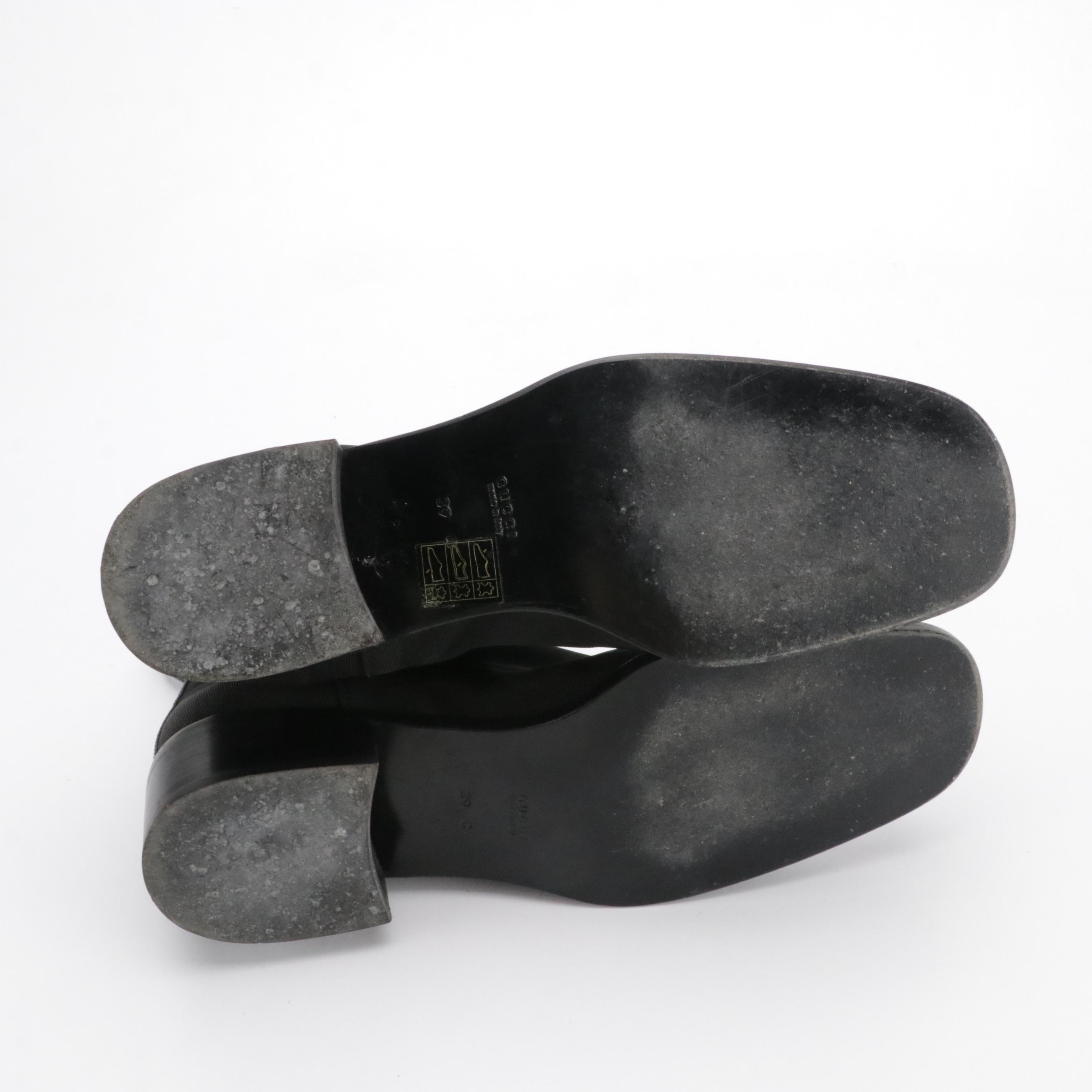 Gucci Black Nylon Square-Toe Chelsea Boots with Leather Trim