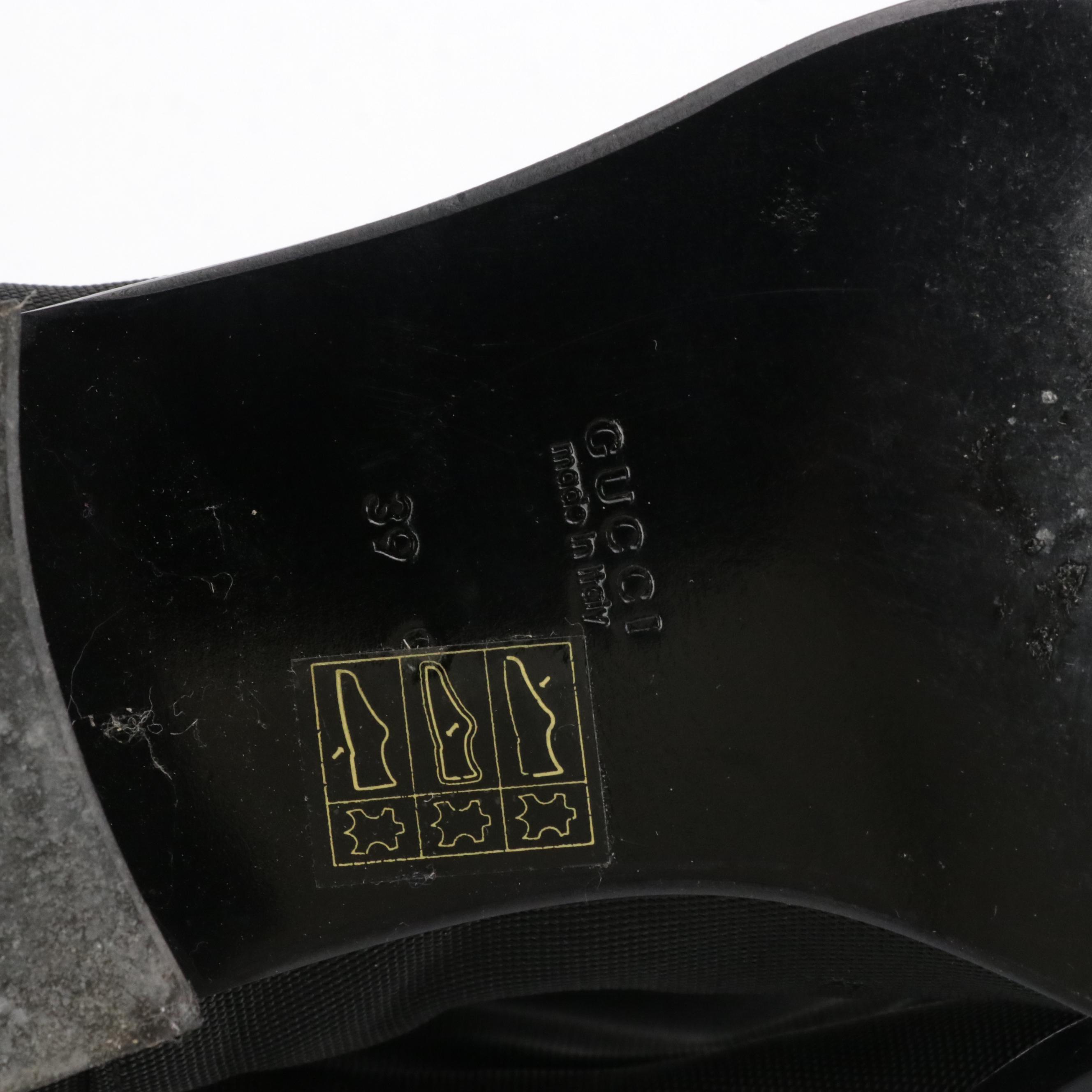 Gucci Black Nylon Square-Toe Chelsea Boots with Leather Trim