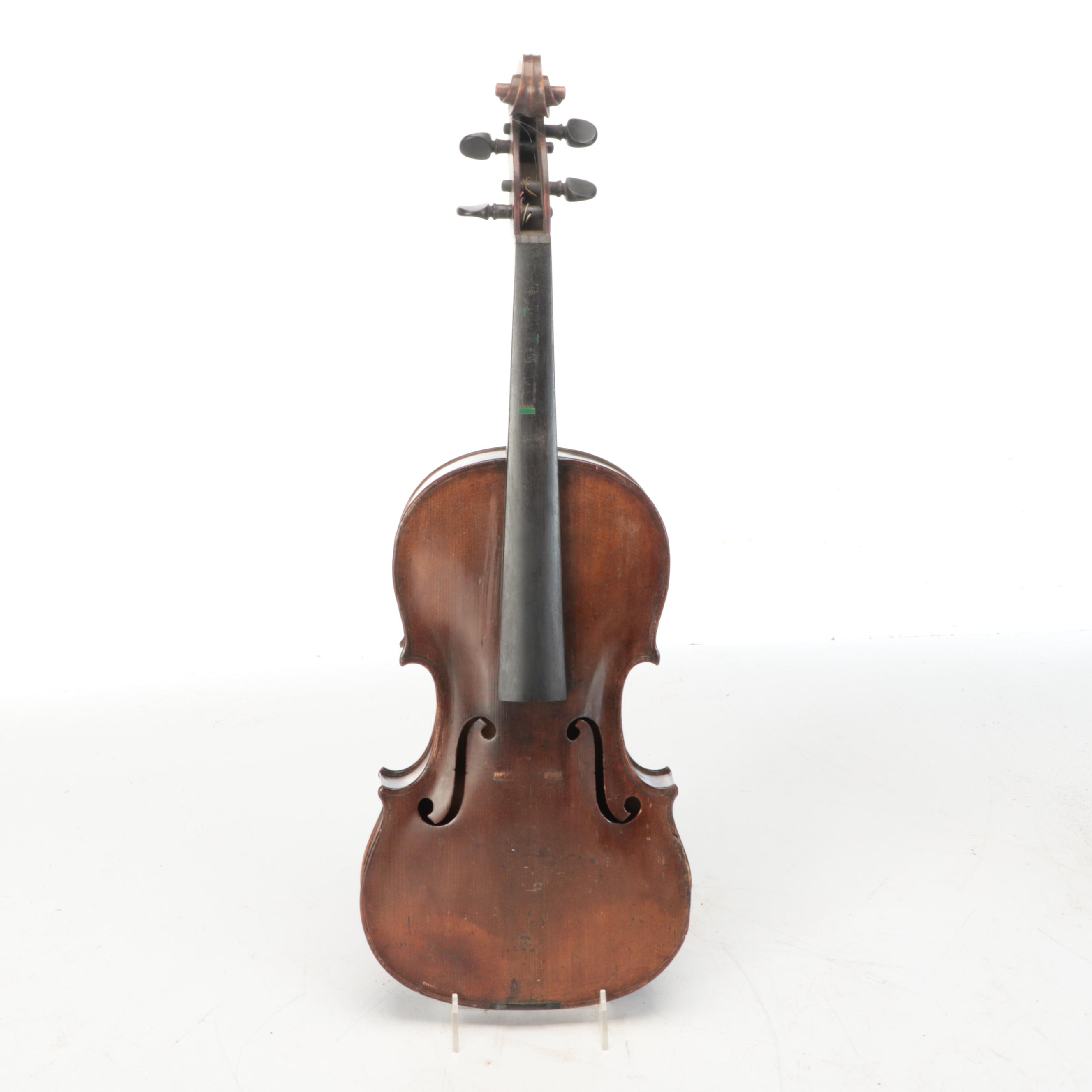 Full-Size Wood Violin with Bow and Case, Early 20th Century