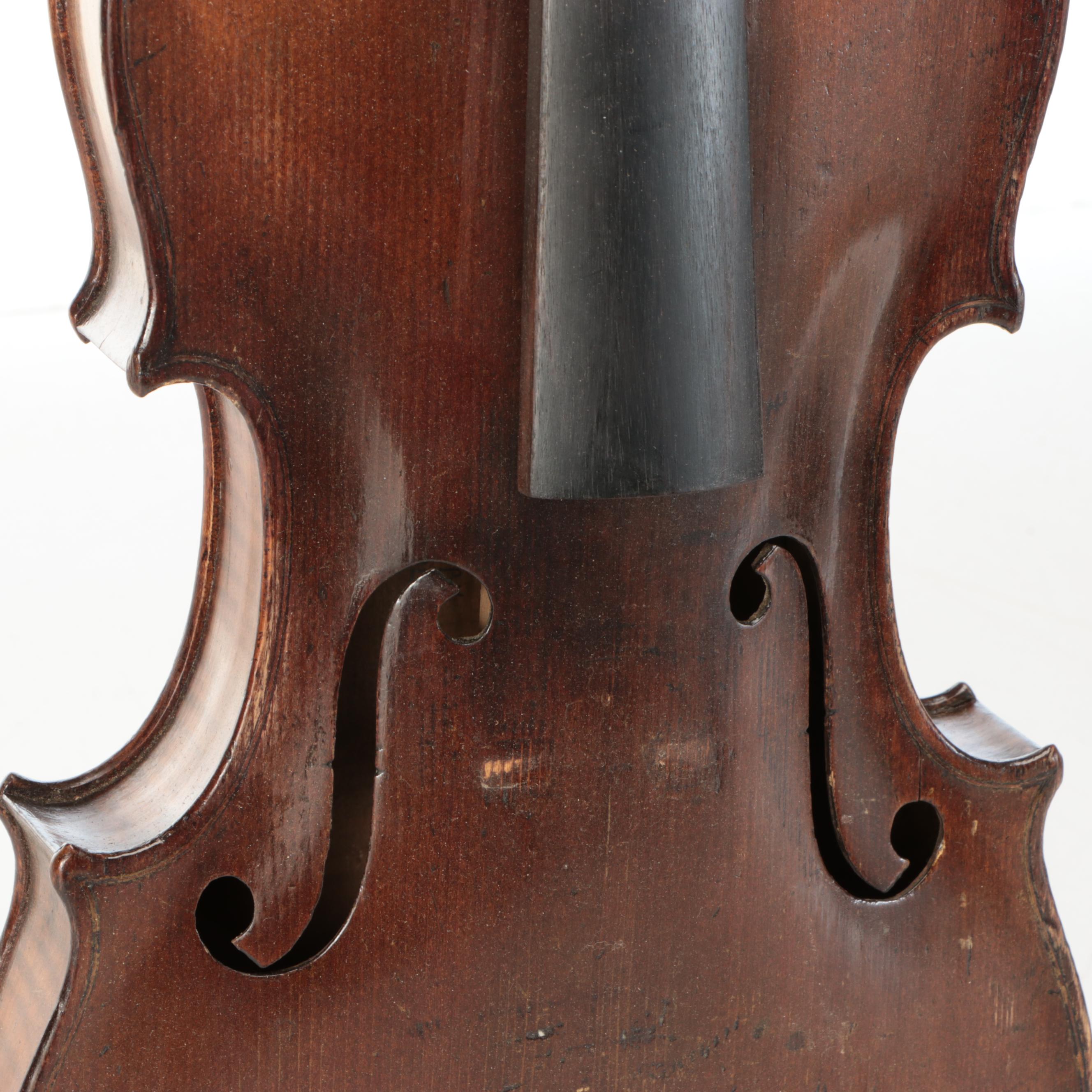 Full-Size Wood Violin with Bow and Case, Early 20th Century