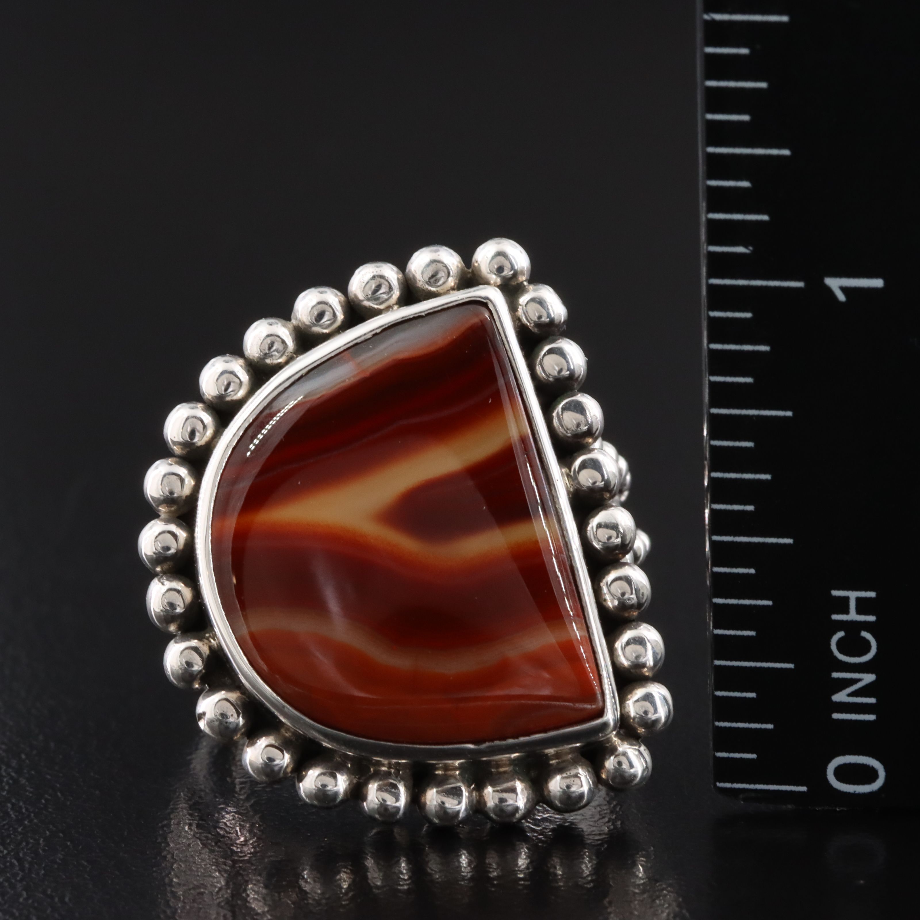Stephen Dweck Sterling Agate Beaded Ring