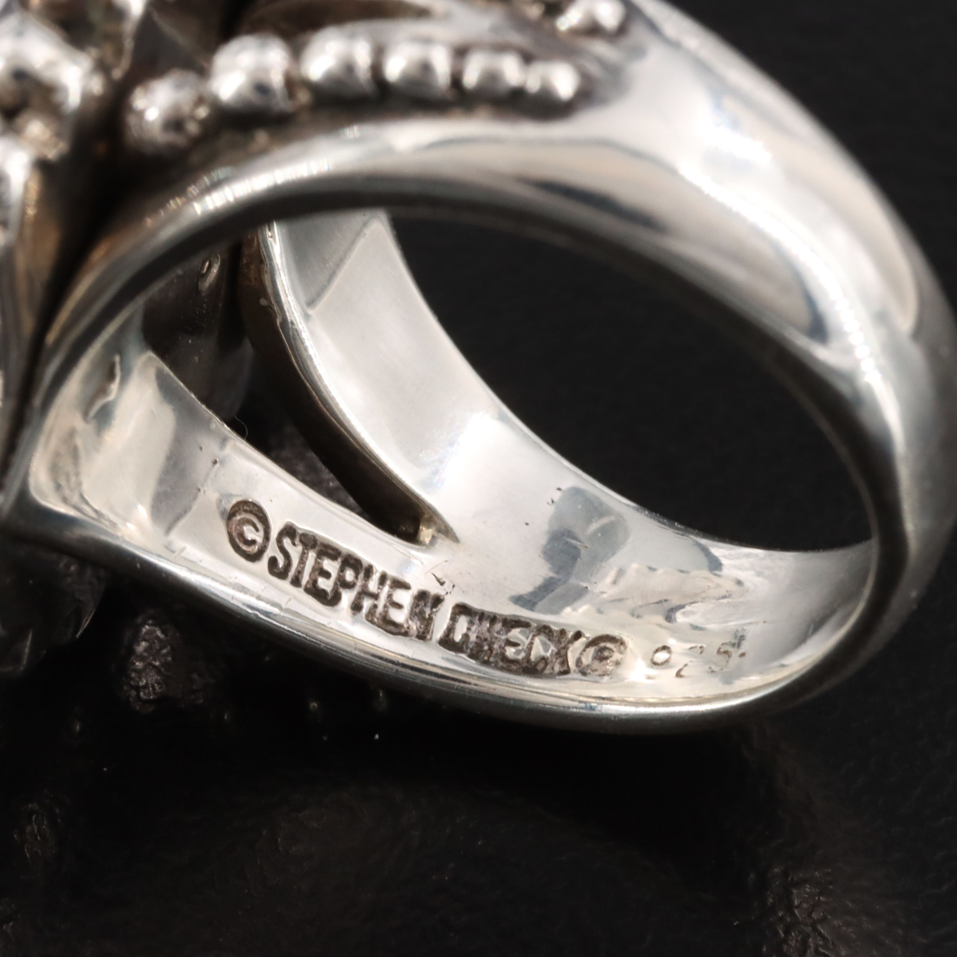 Stephen Dweck Sterling Agate Beaded Ring