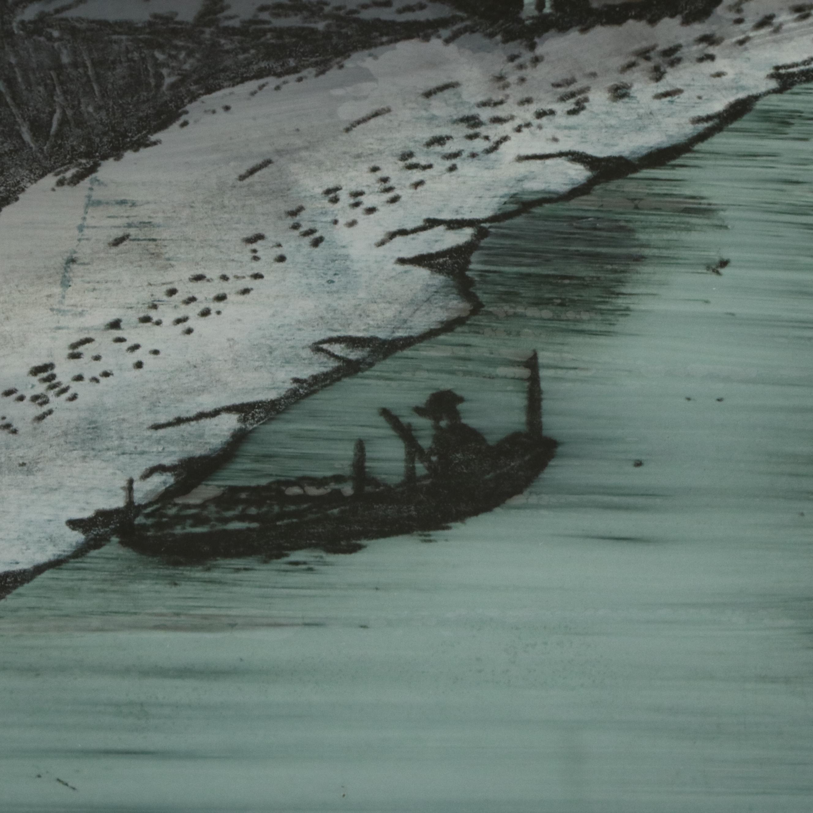 Reverse Glass Painting with Lithographic Elements "A Swiss Winter"