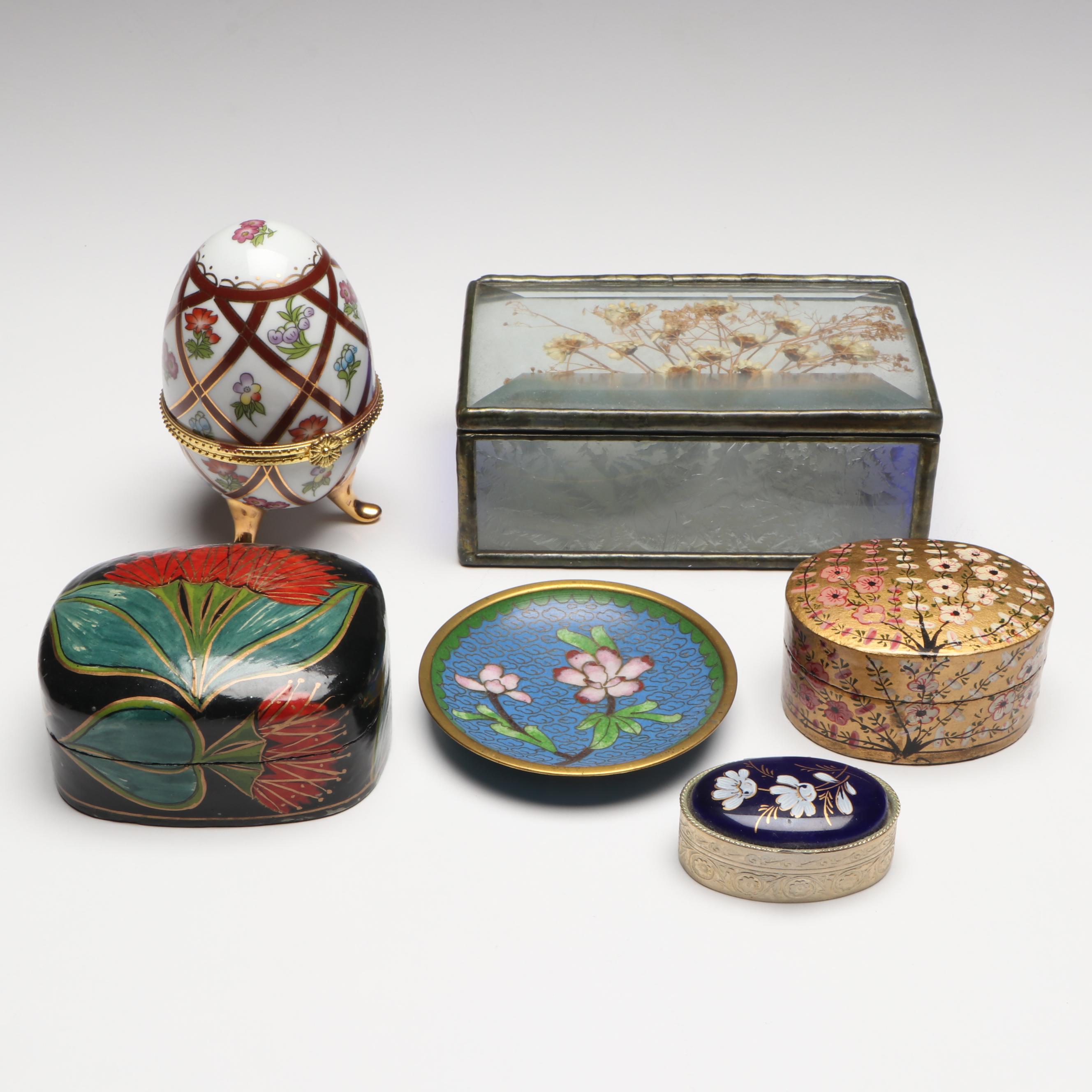 Pressed Flower Glass Box, Kashmir Indian Lacquer Box, and More Table Décor