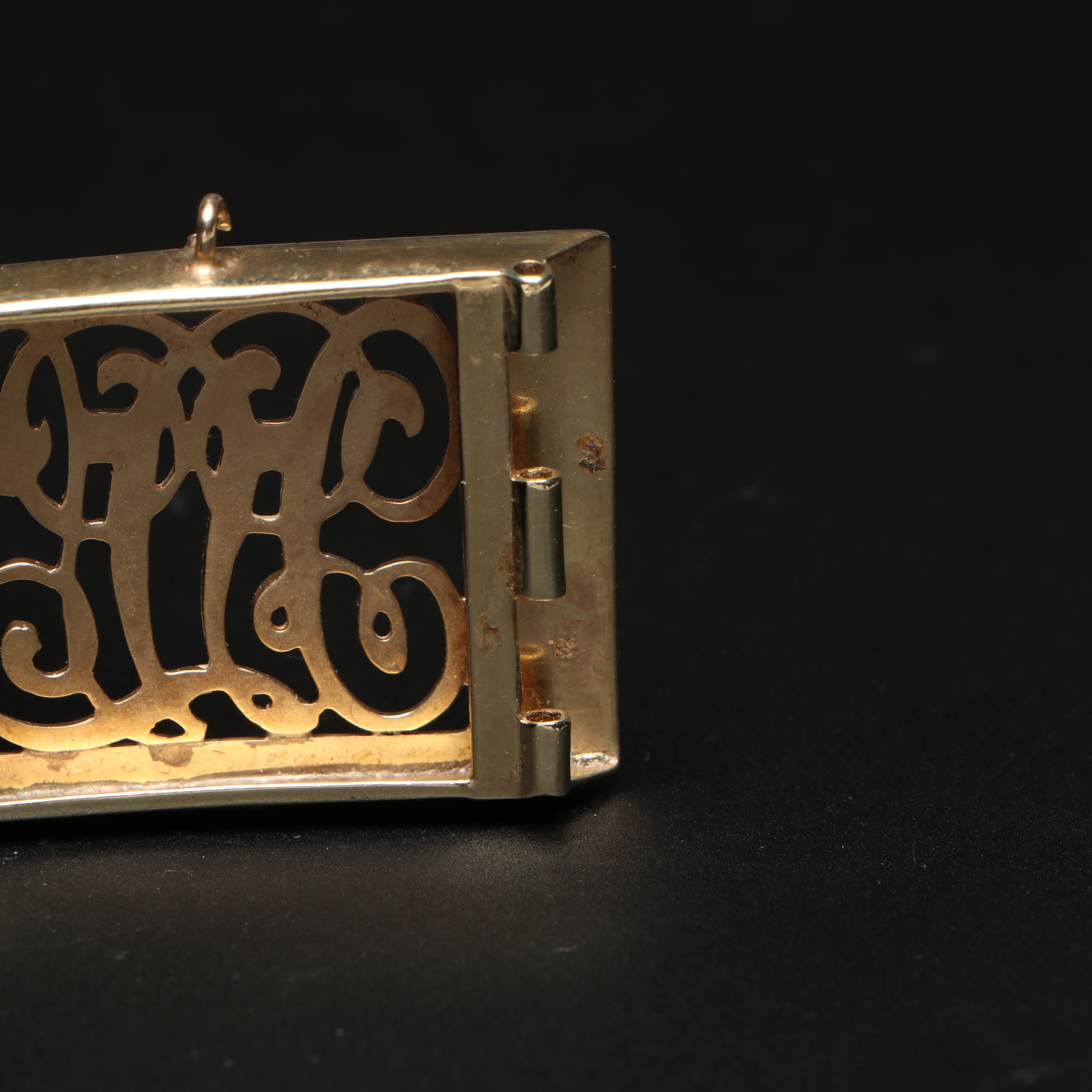 Antique 10K Yellow Gold Openwork Monogram Belt Buckle