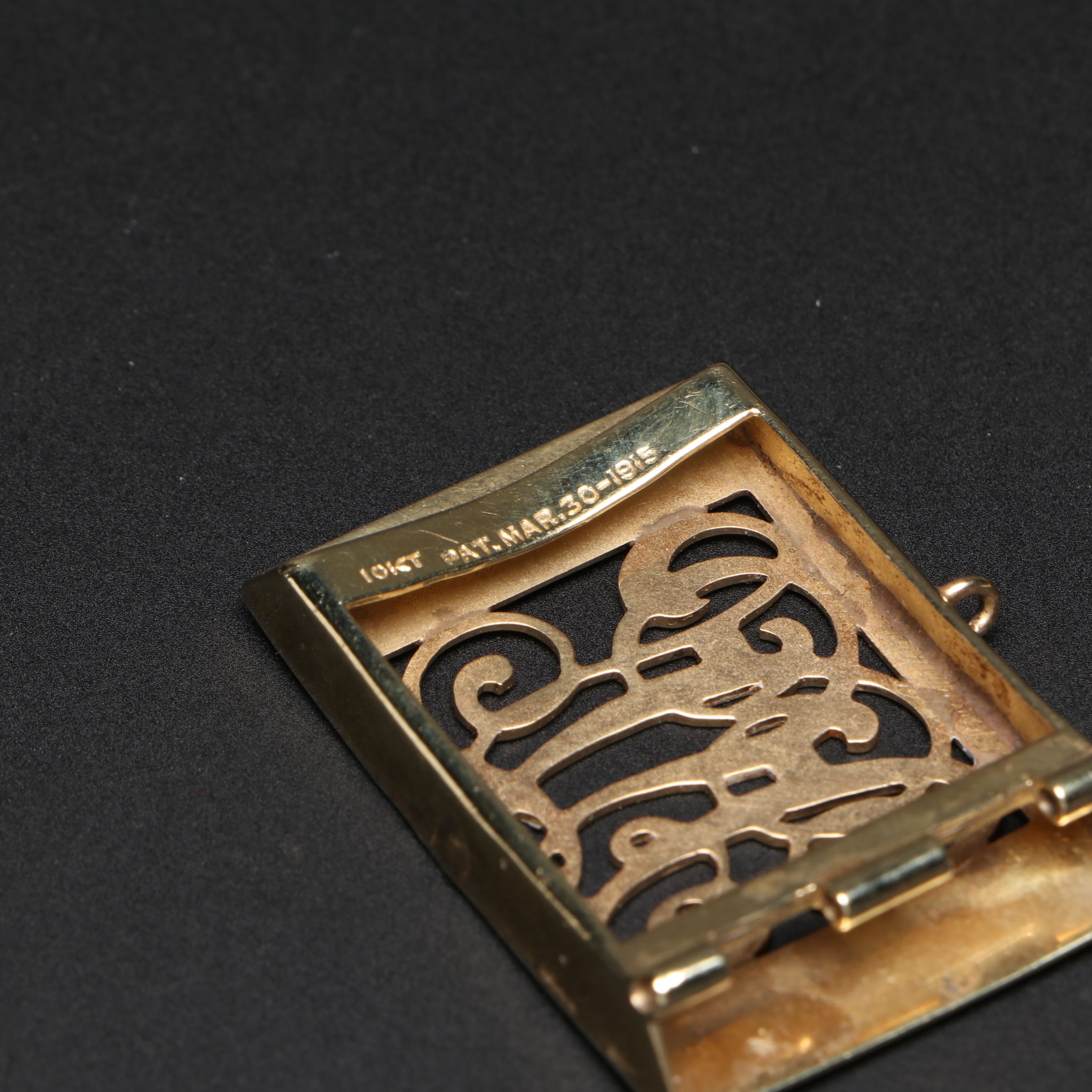 Antique 10K Yellow Gold Openwork Monogram Belt Buckle