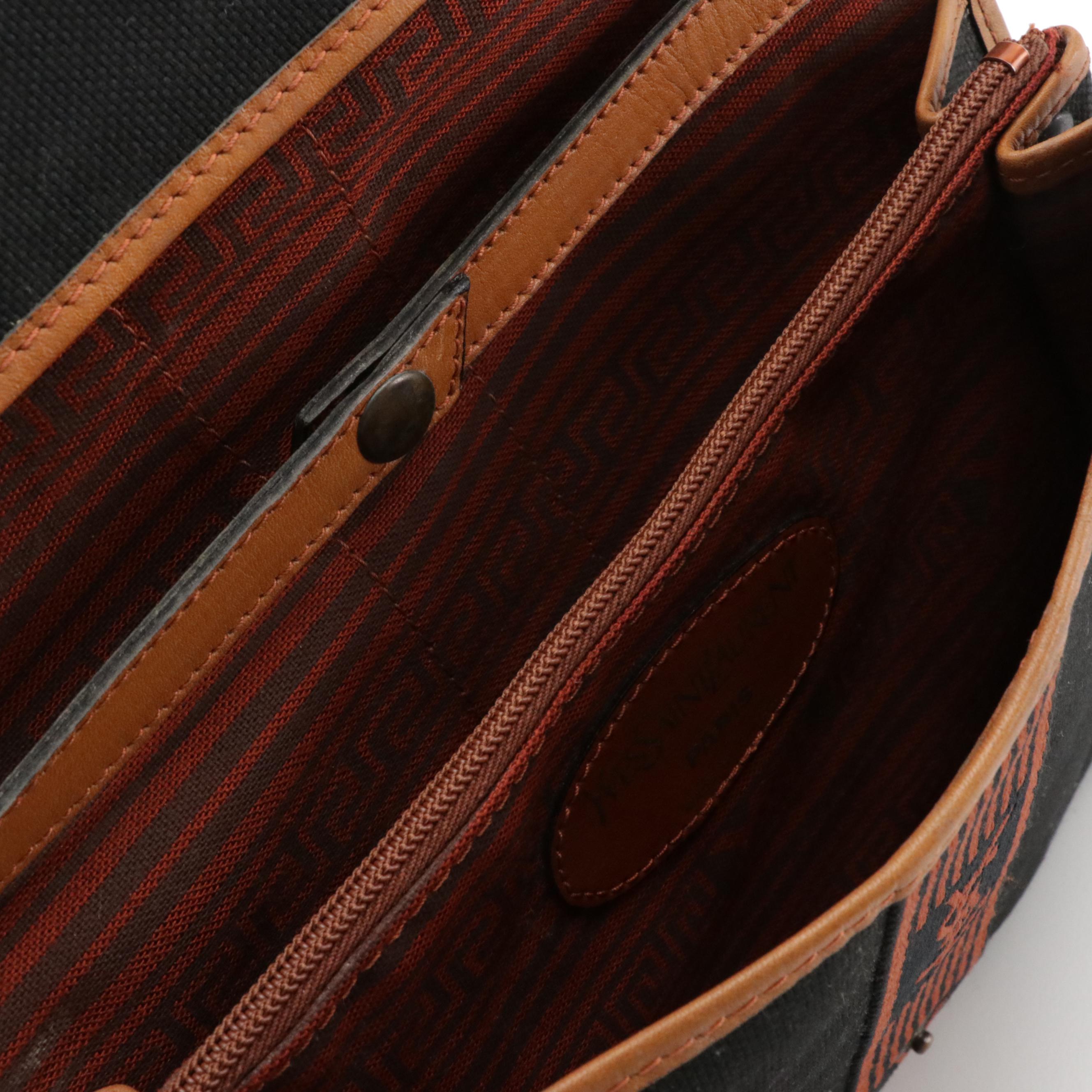 Yves Saint Laurent Convertible Clutch in Canvas and Leather