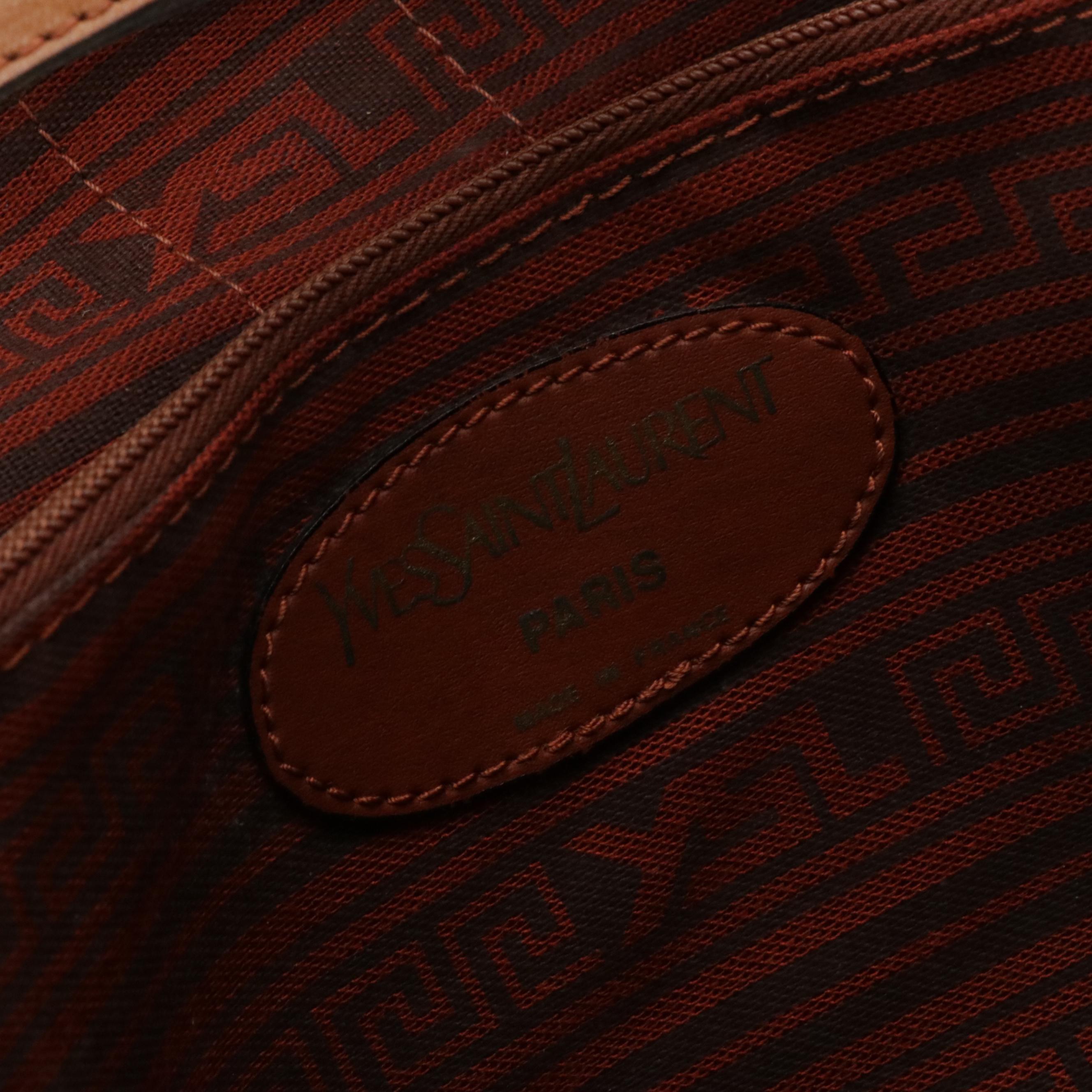 Yves Saint Laurent Convertible Clutch in Canvas and Leather