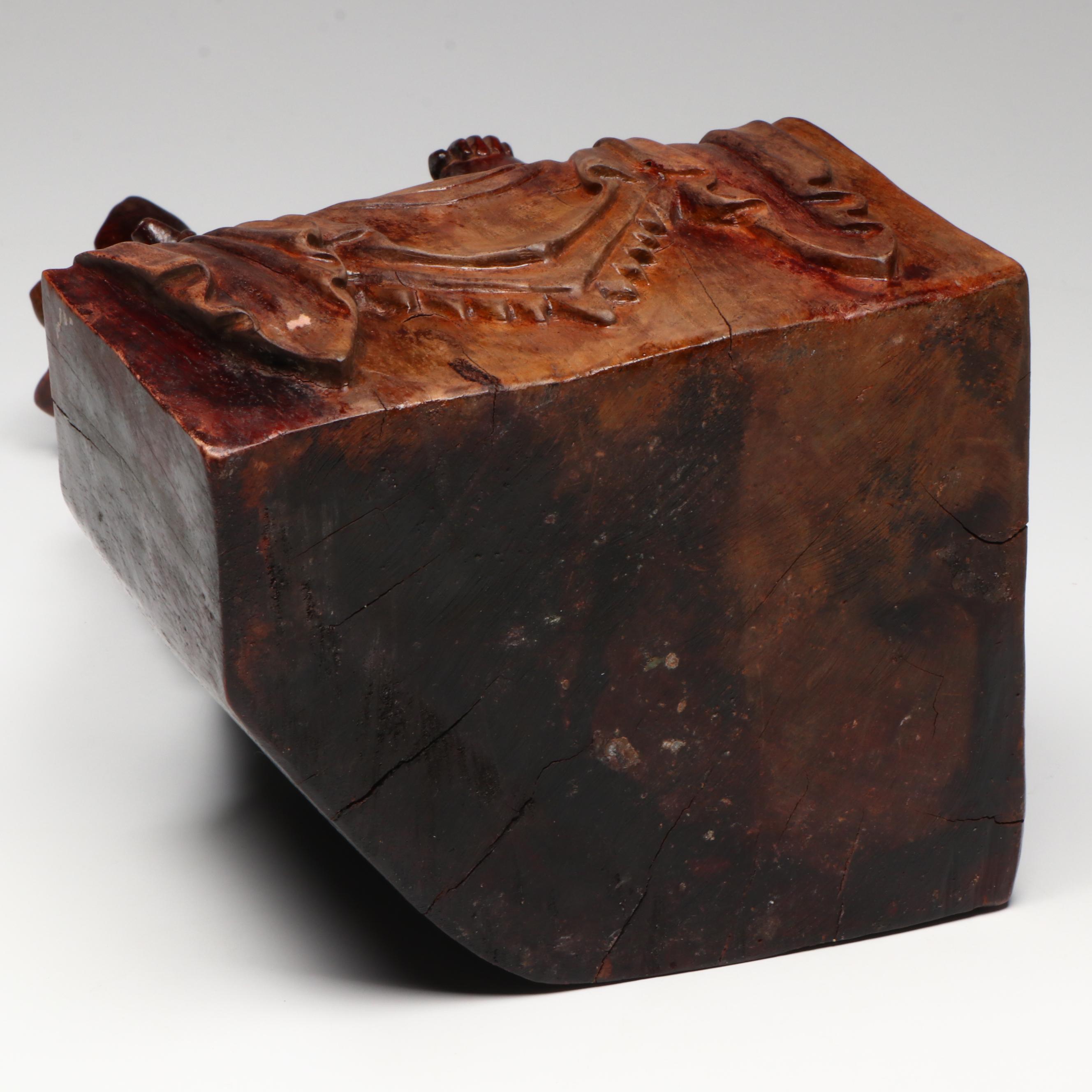 Antique  Qing Dynasty Carved Hardwood Guanyin