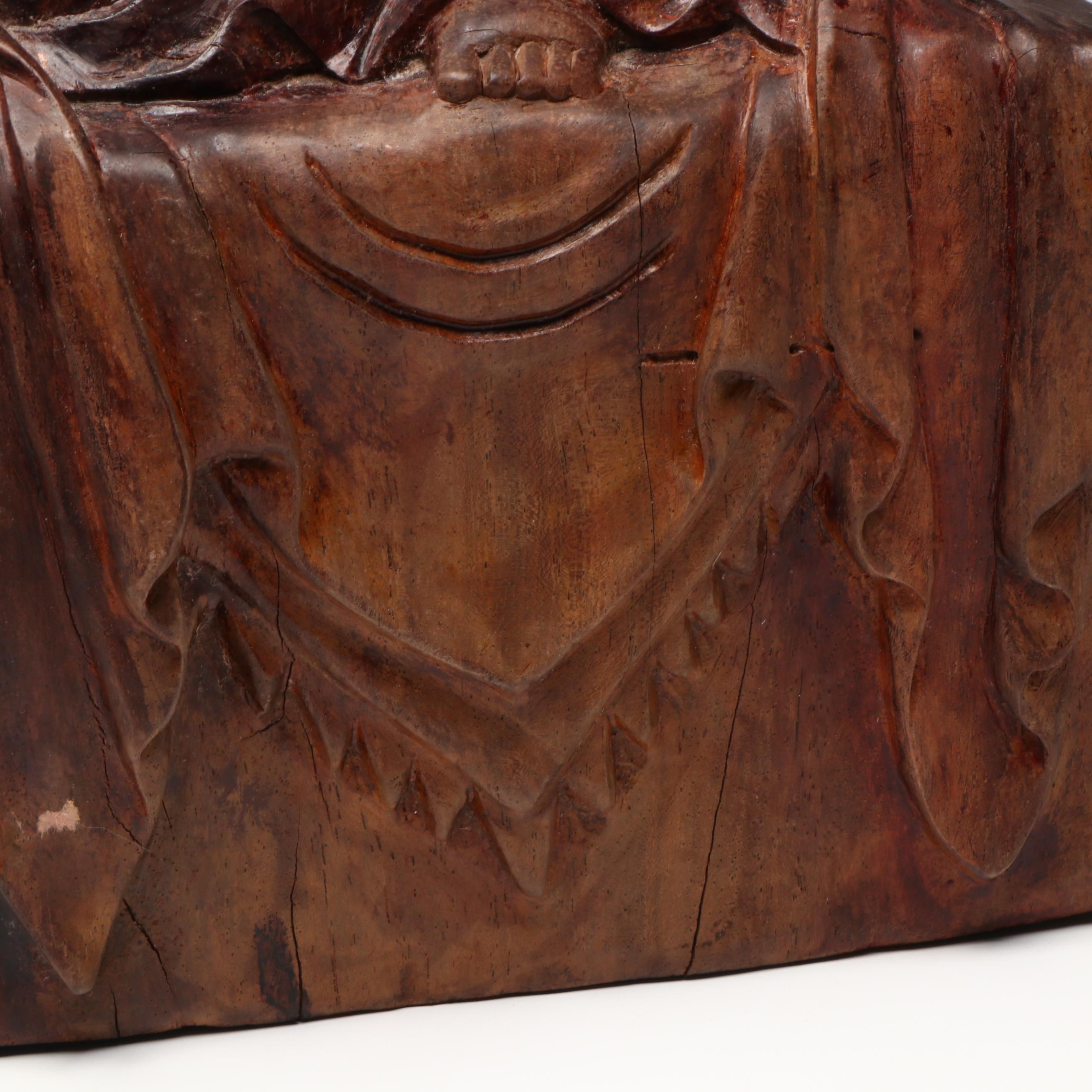 Antique  Qing Dynasty Carved Hardwood Guanyin