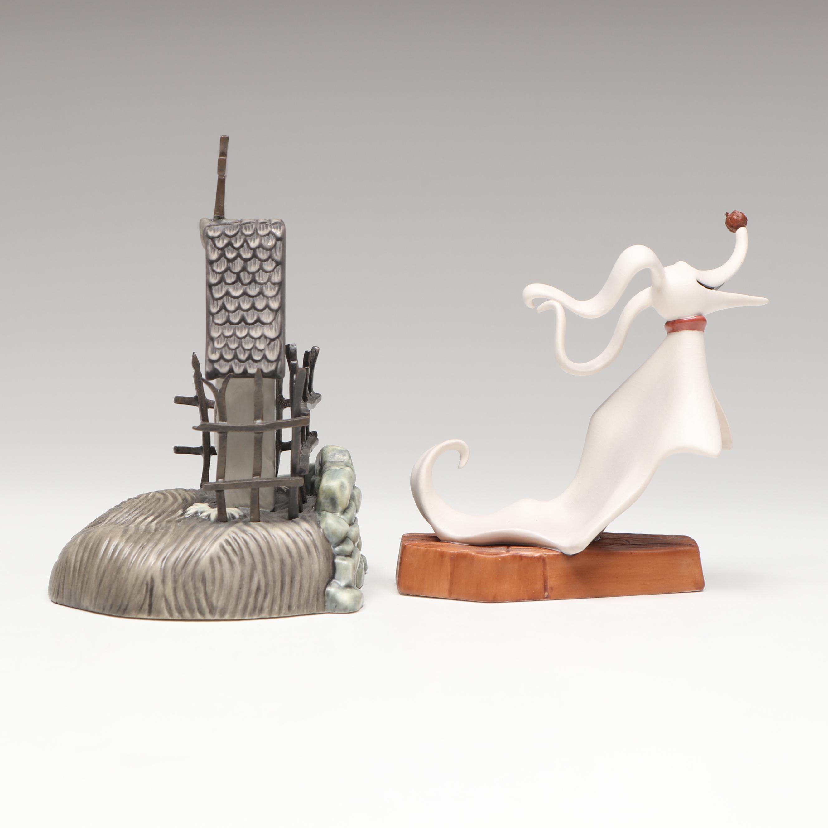 Disney "Spirited Companion" and "Zero's Doghouse" Porcelain Figurines, 2000s