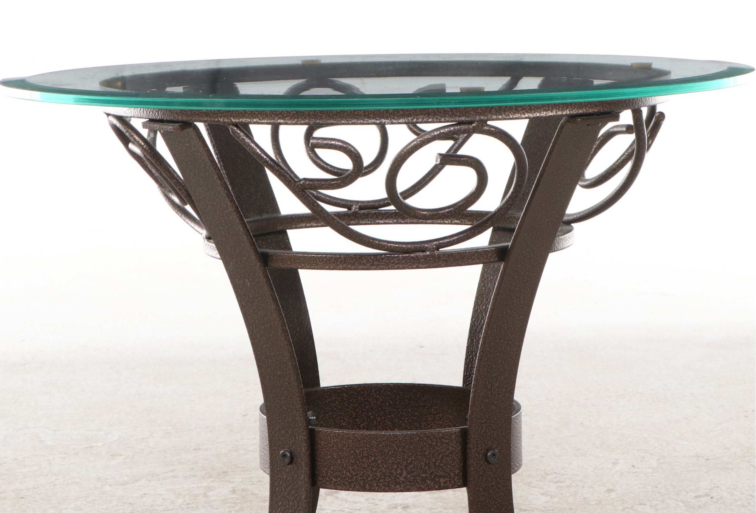 Wrought Iron End Table with Beveled Glass Top