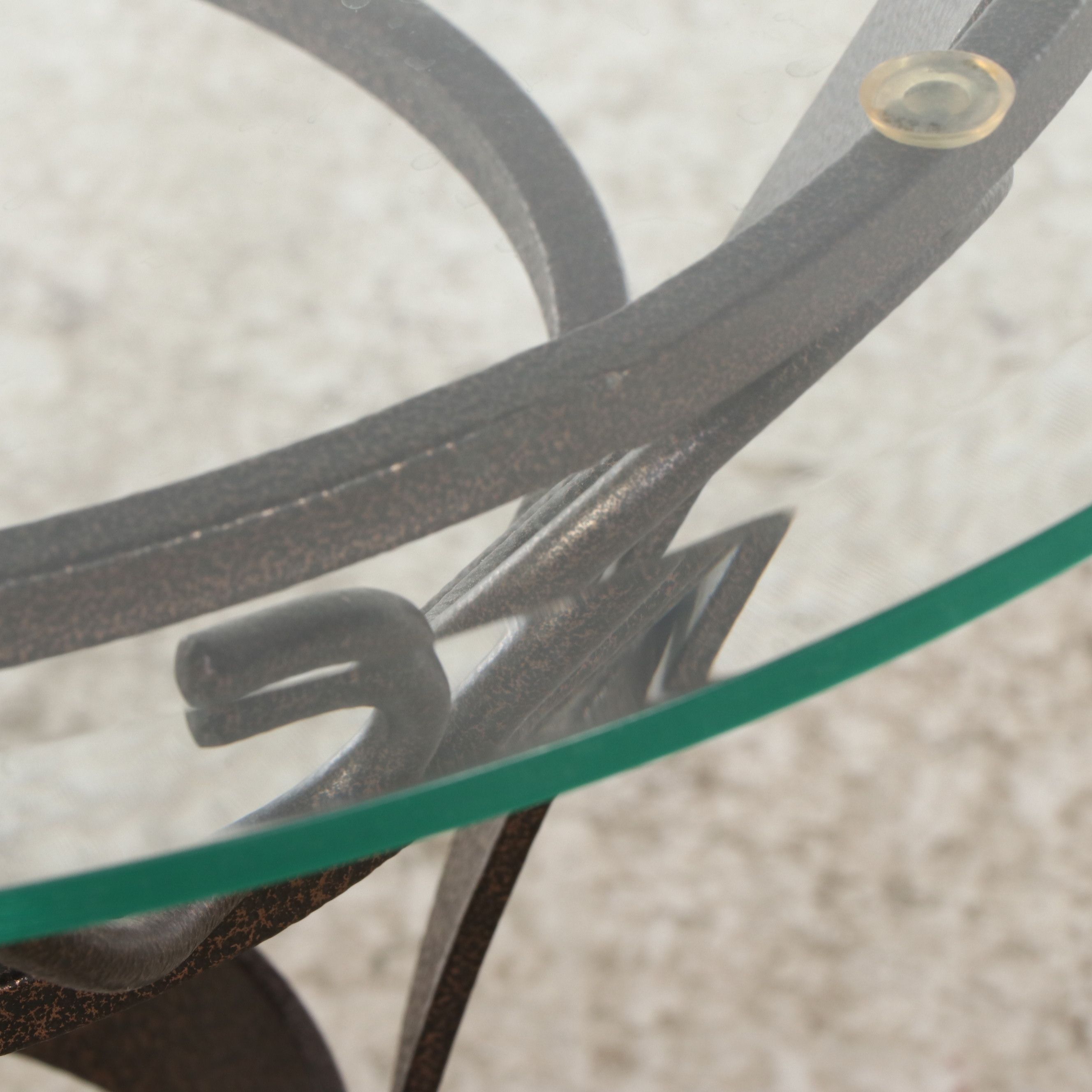 Wrought Iron End Table with Beveled Glass Top