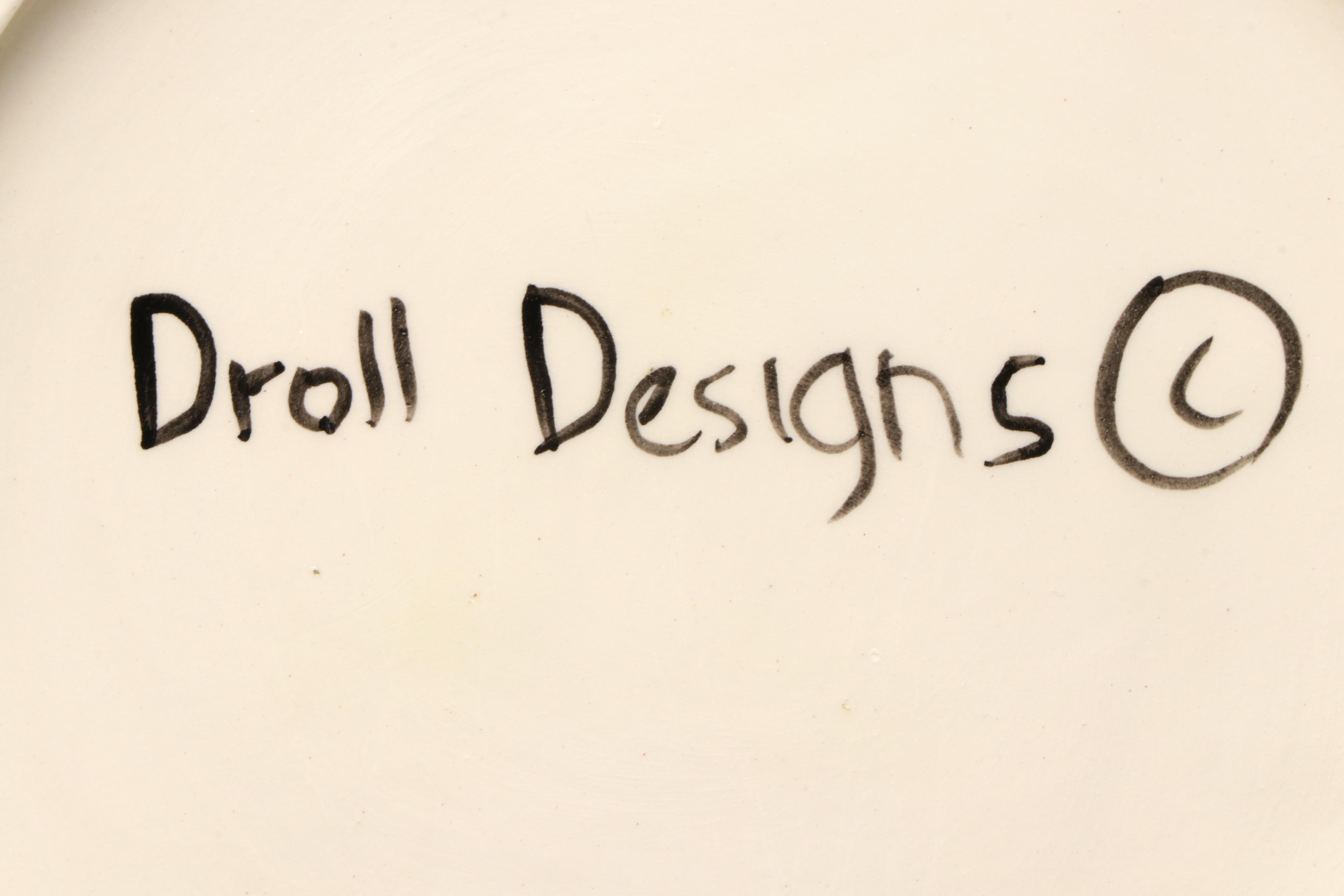 Vintage Droll Designs Hand-Painted Vegetable Motif Dinner Plates