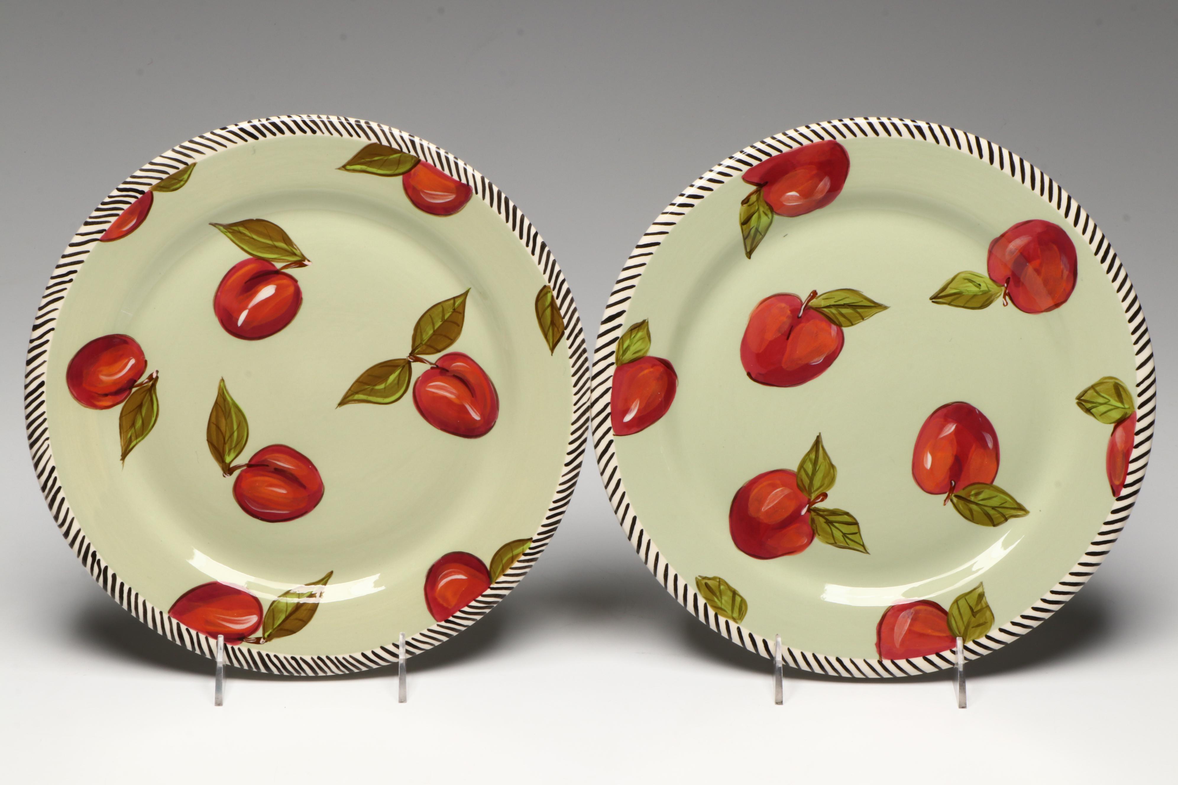 Vintage Droll Designs Hand-Painted Vegetable Motif Dinner Plates