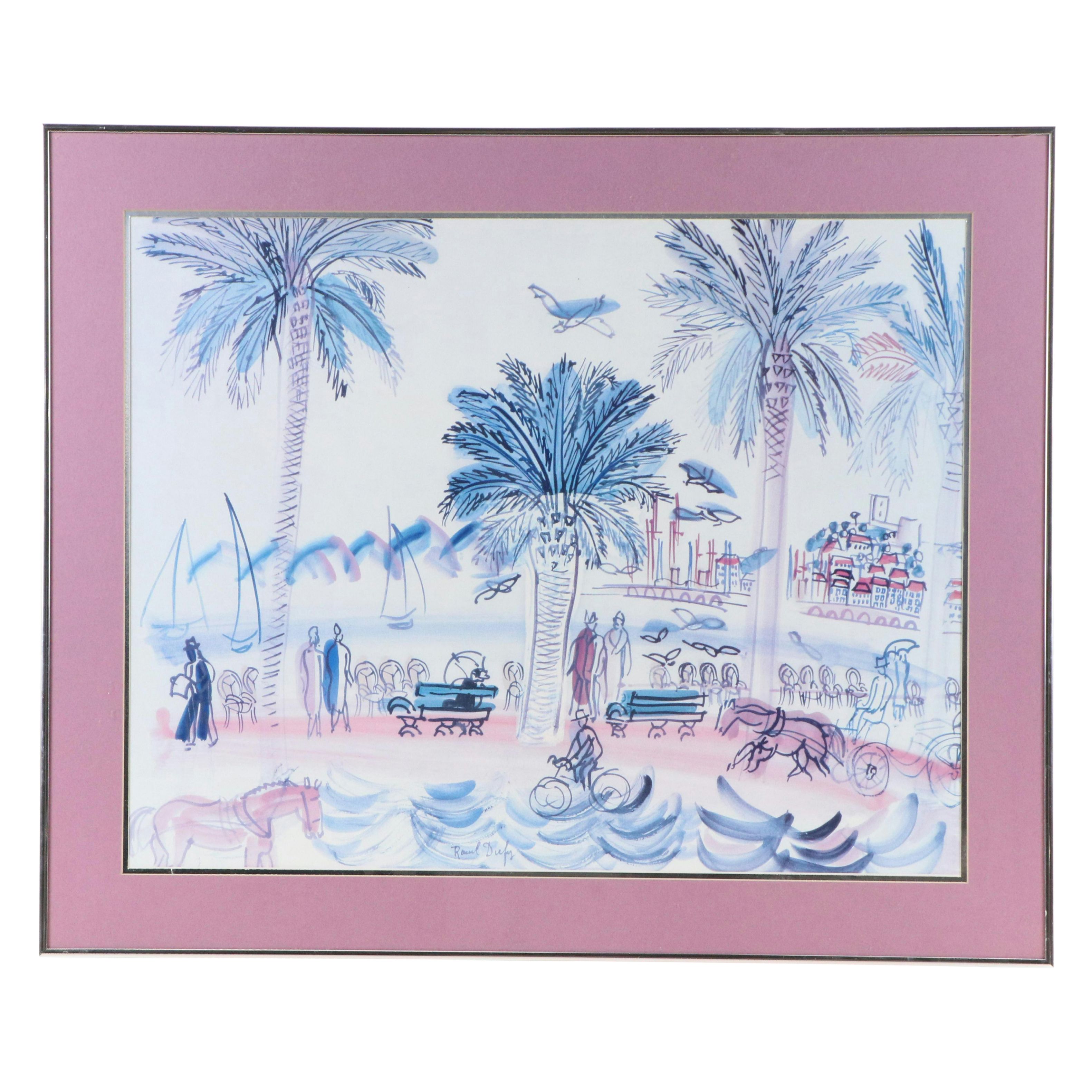 Offset Lithograph of Raoul Dufy "View of Le Suquet, Cannes," Late 20th Century