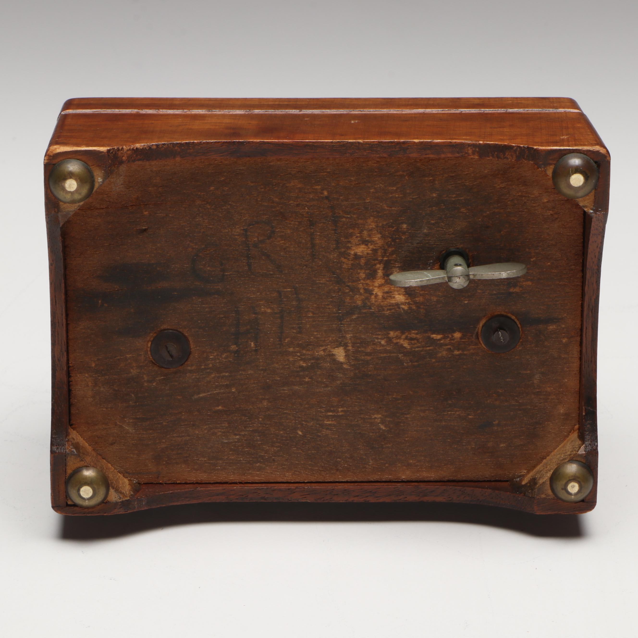 Decoupage Drawing Tool Storage and Cat Music Box, Late 19th/ Early 20th Century