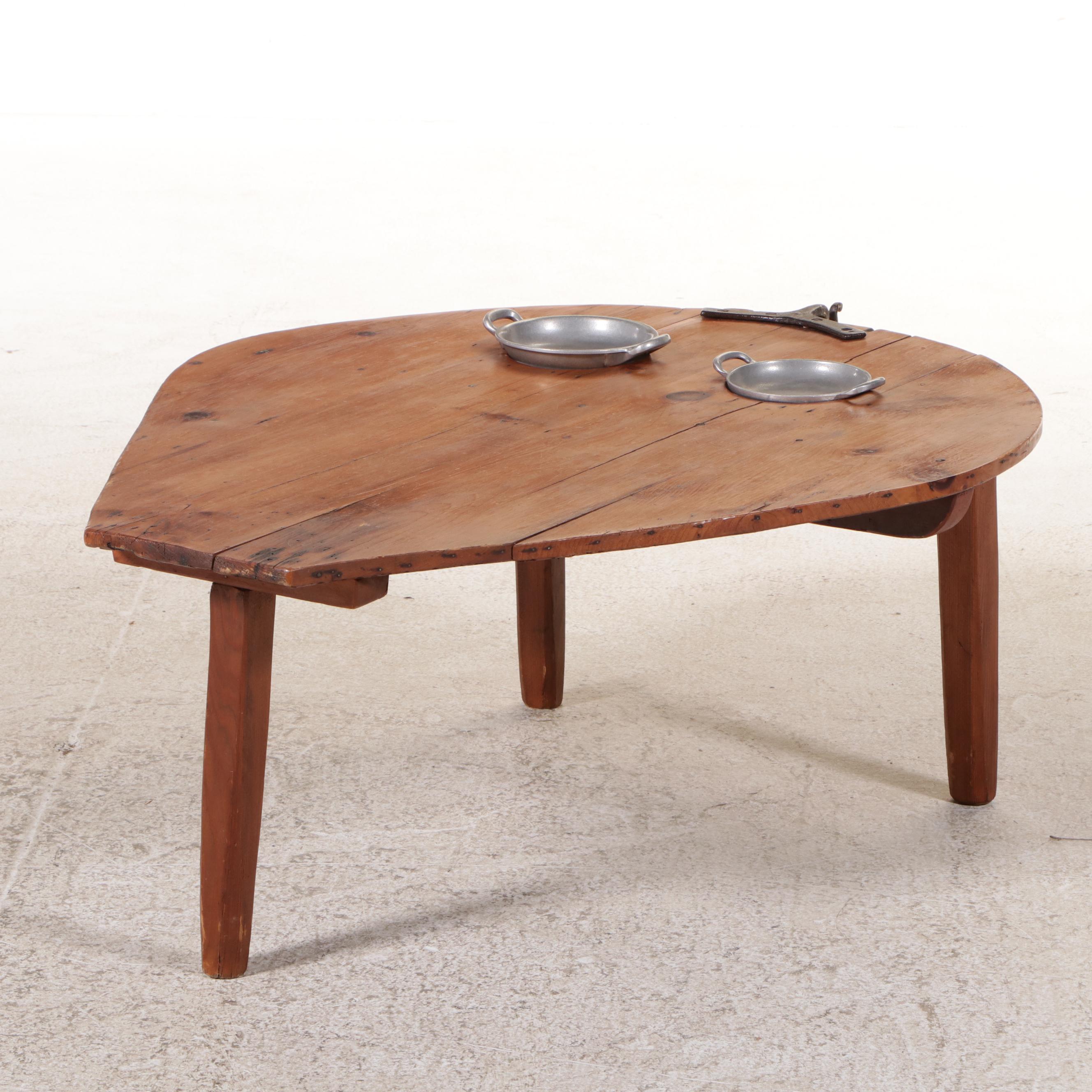 Rustic Wooden Coffee Table with Inset Bowls