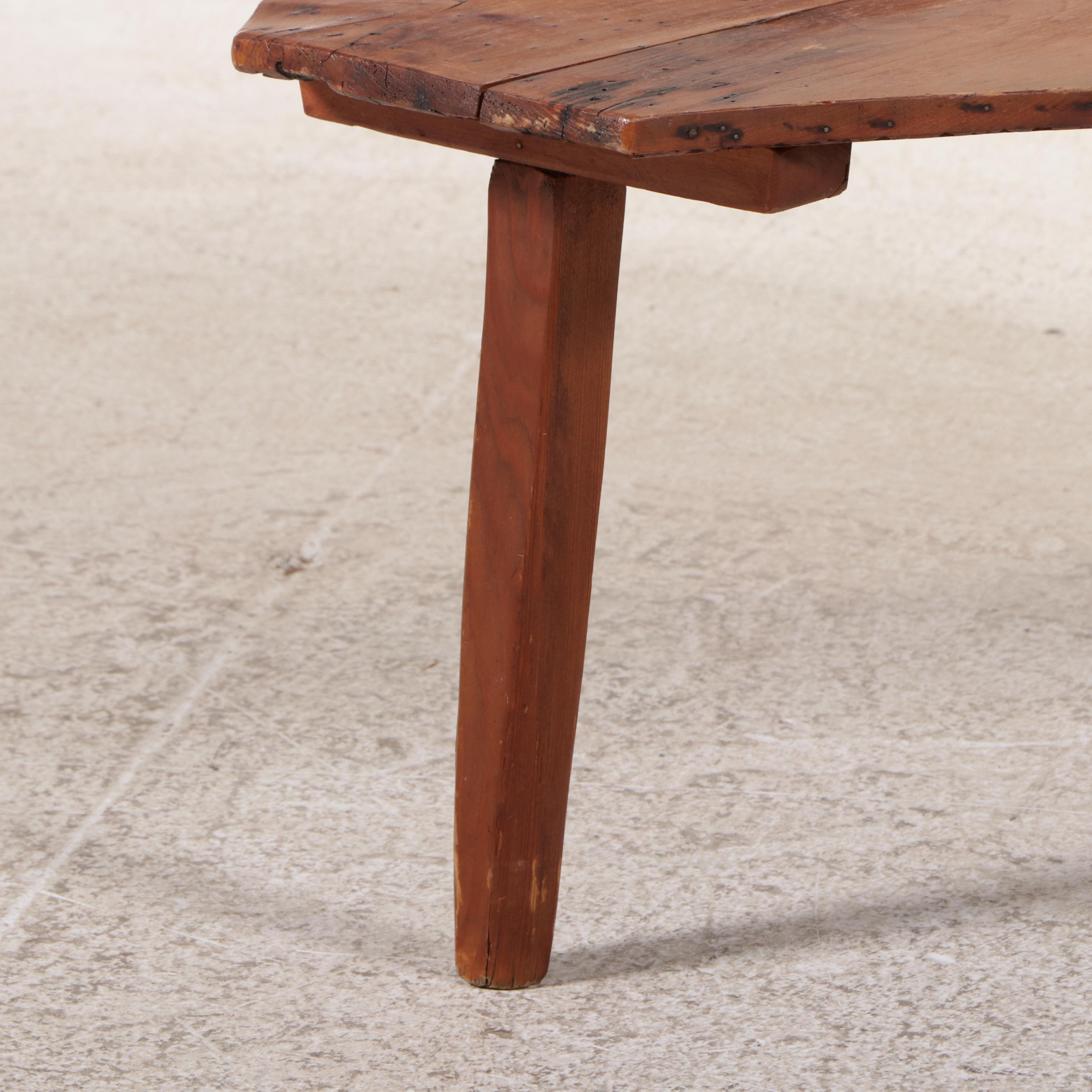 Rustic Wooden Coffee Table with Inset Bowls