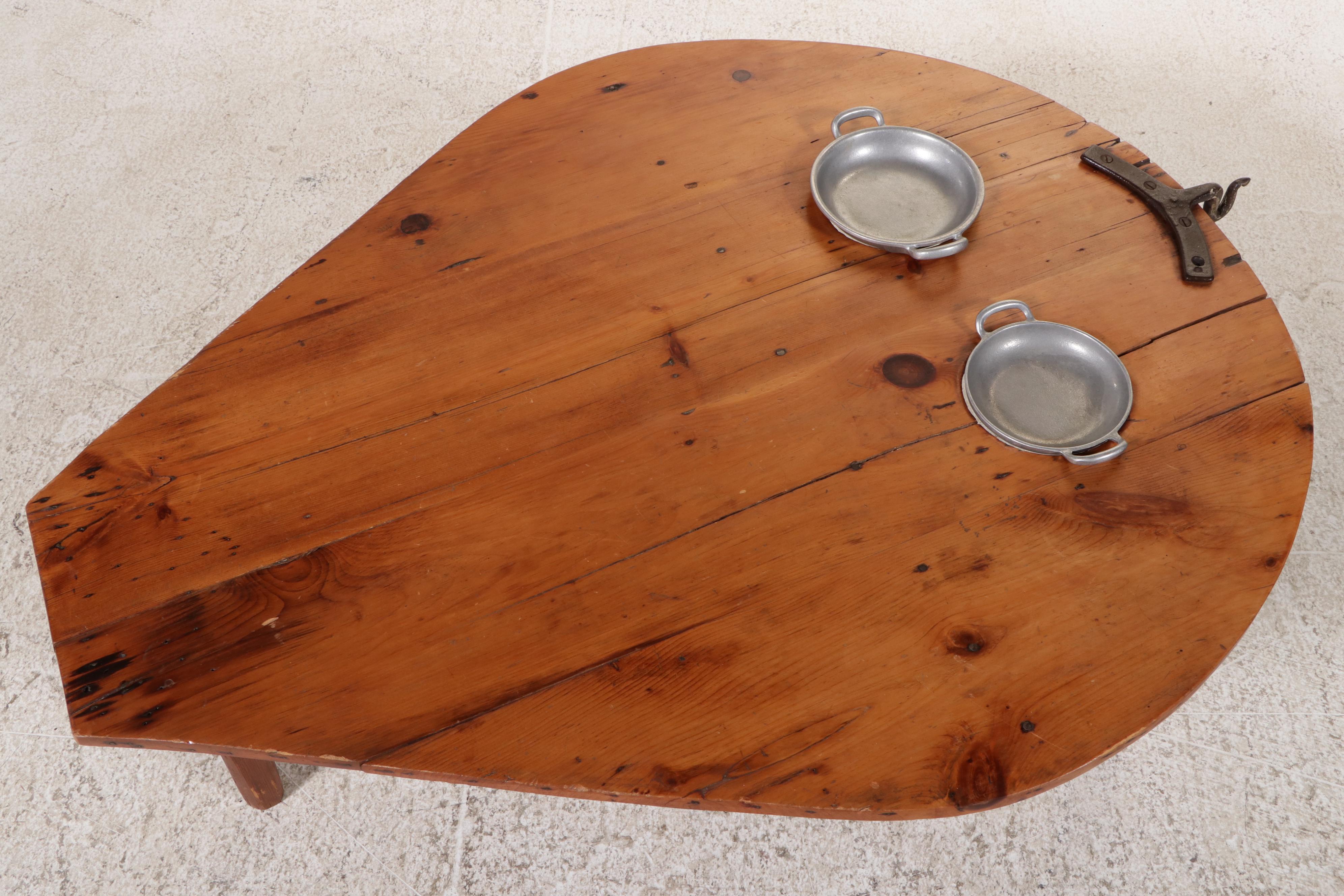 Rustic Wooden Coffee Table with Inset Bowls