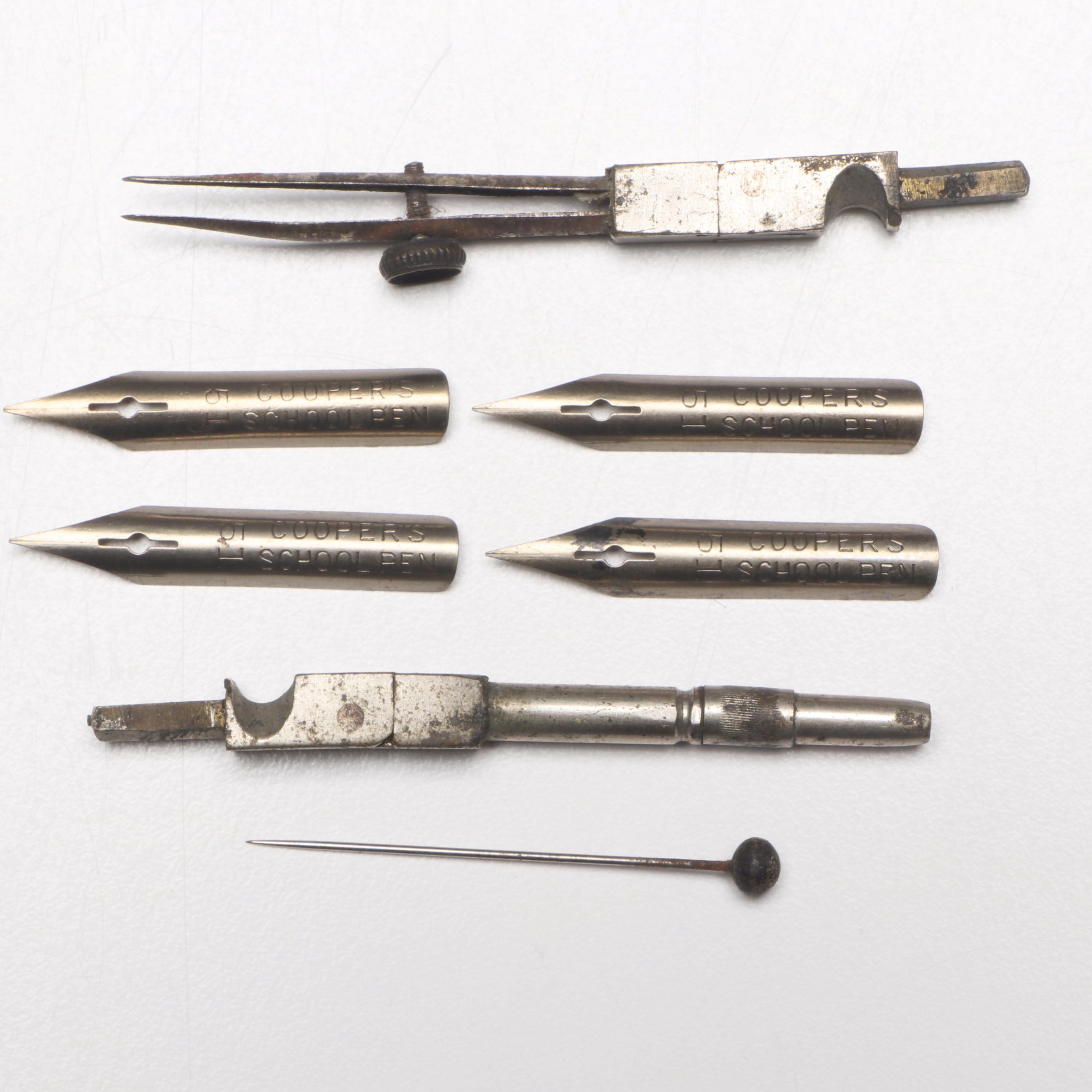 Decoupage Drawing Tool Storage and Cat Music Box, Late 19th/ Early 20th Century