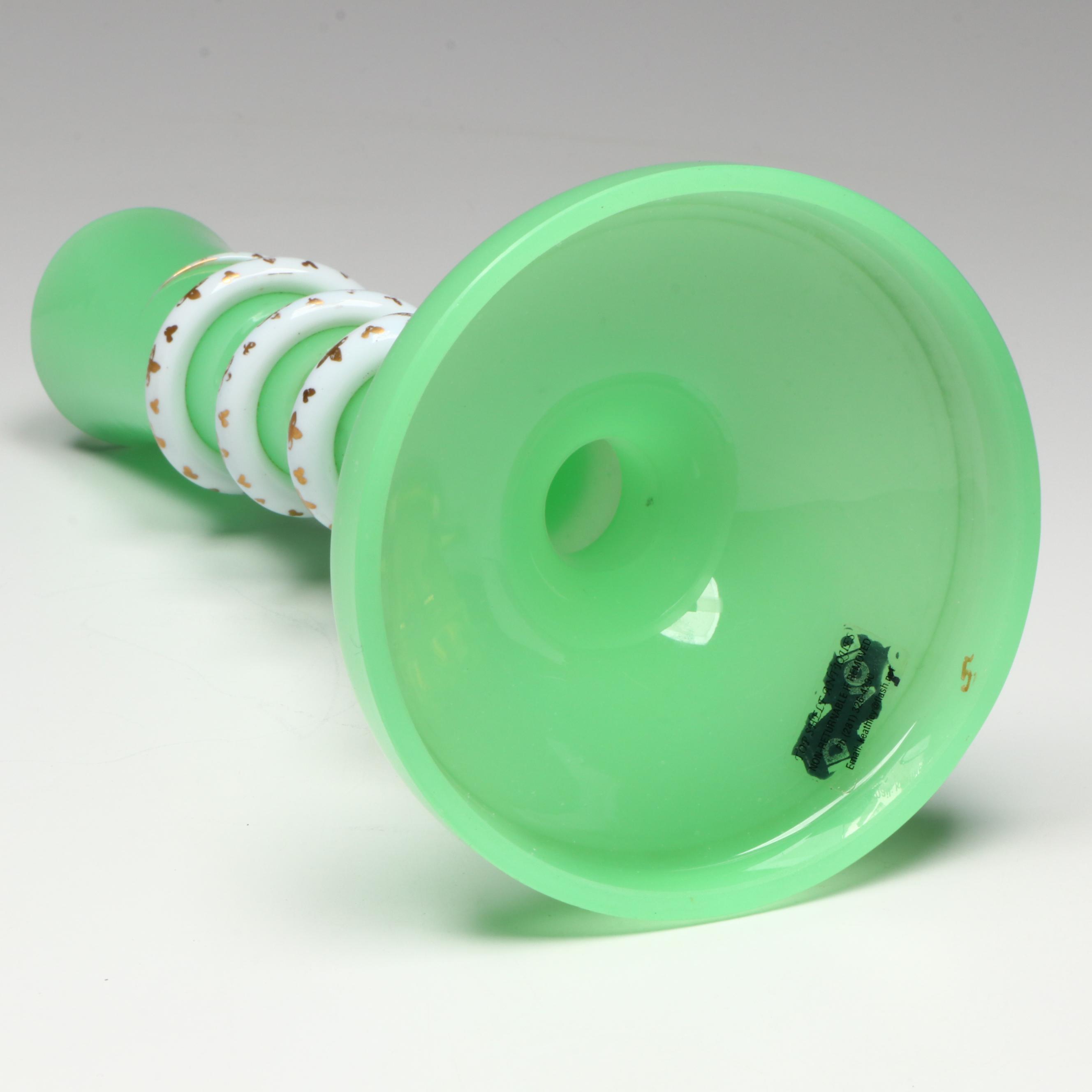 French Charles X Opaline Vase with Applied Coiled Snake and Vaseline Mushrooms