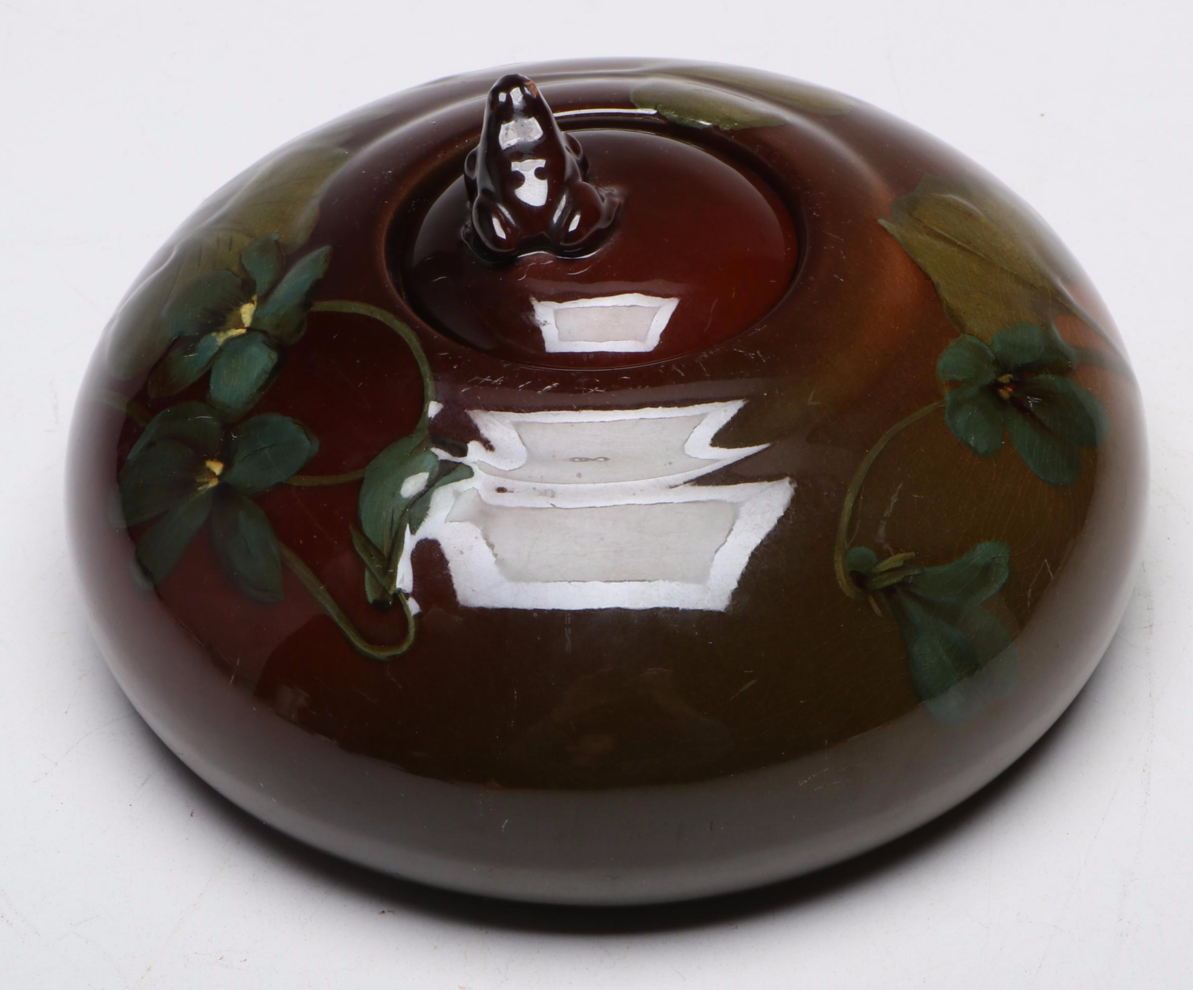 Rookwood Pottery Standard Glaze Inkwell & Frog Finial, 1899