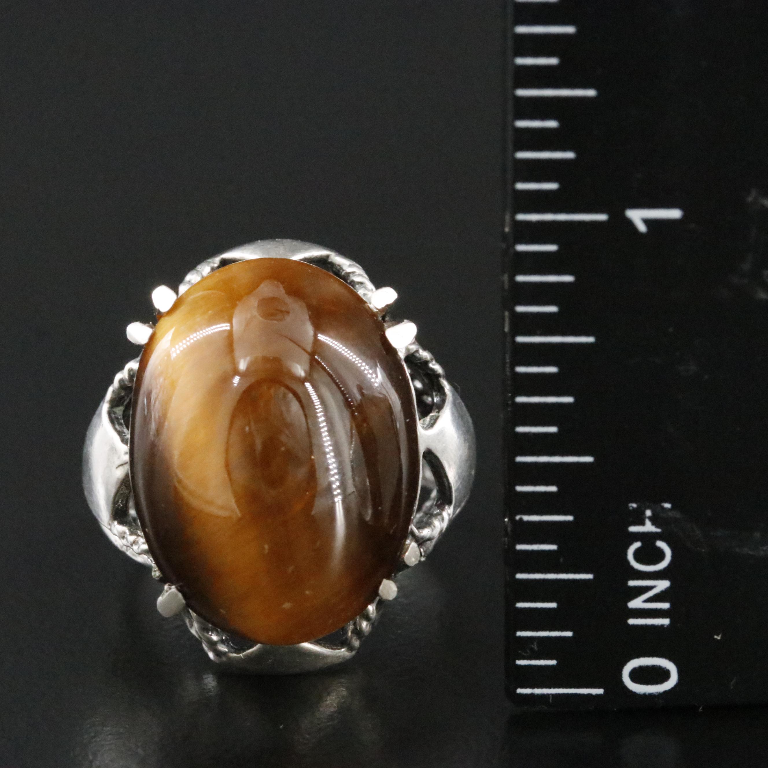 950 Silver Tiger's Eye Ring
