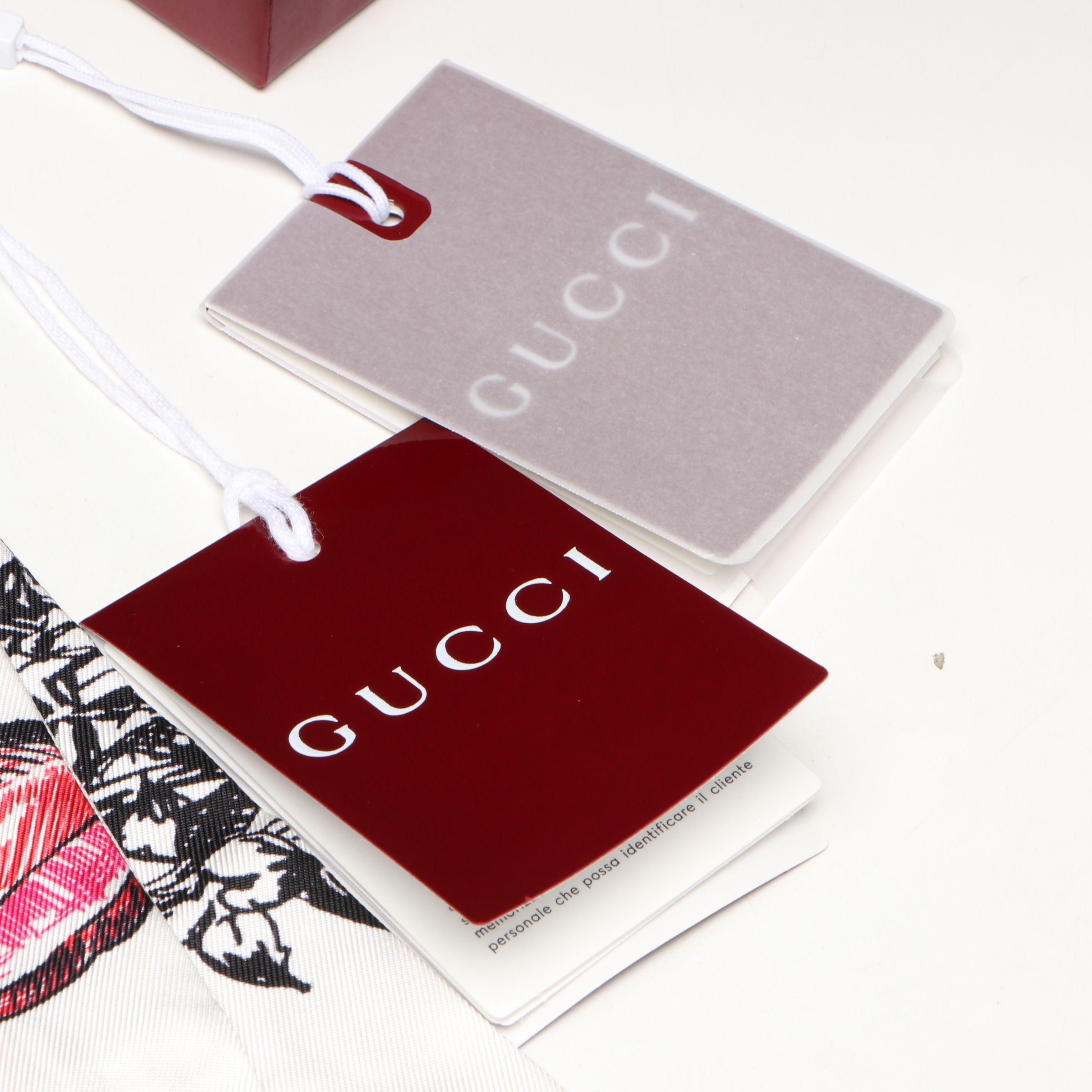 Gucci Pink & Black Floral Motif Silk Skinny Scarf in Box