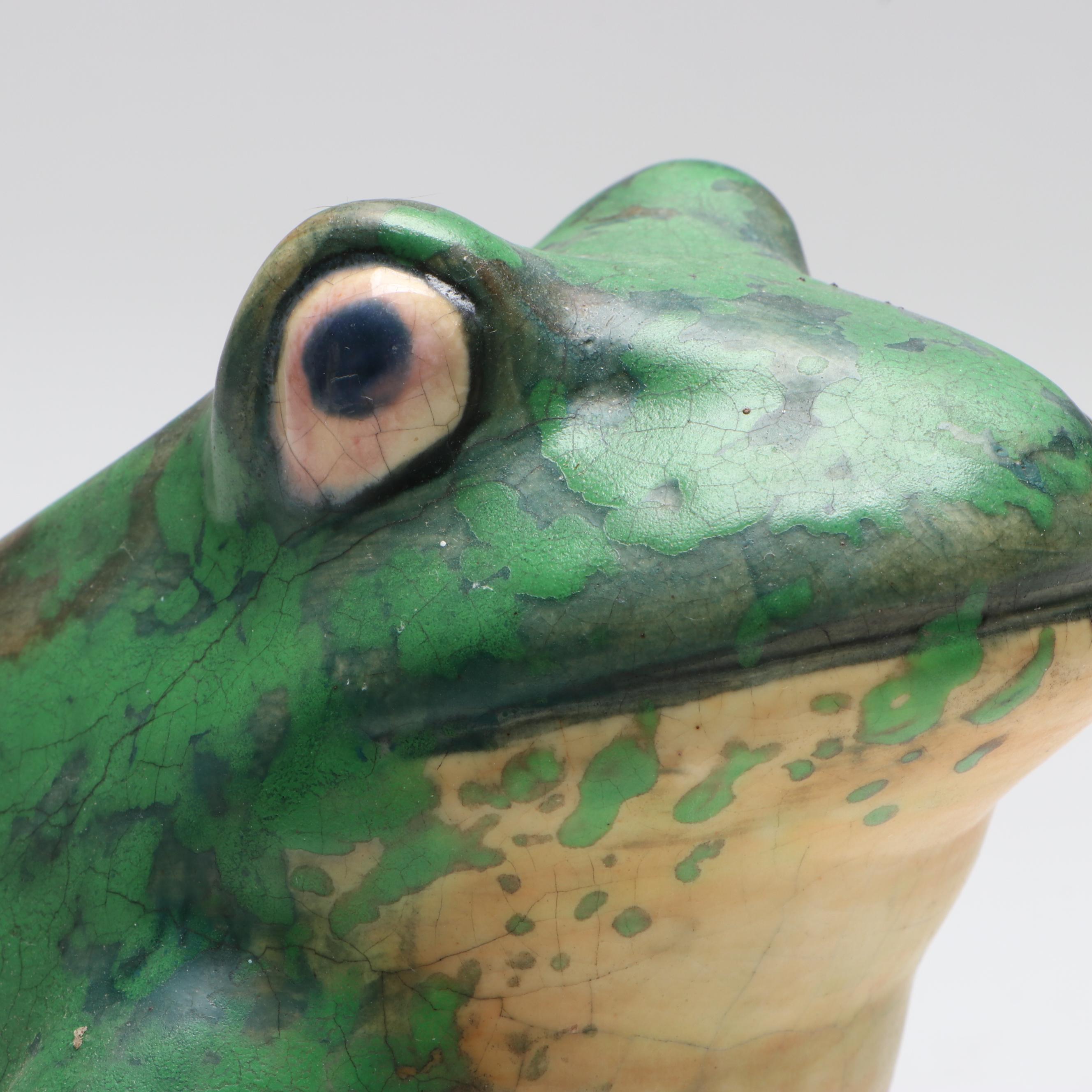 Rudolph Lorber for Weller Pottery Coppertone Garden Frog Figurine, 1920s–1930s