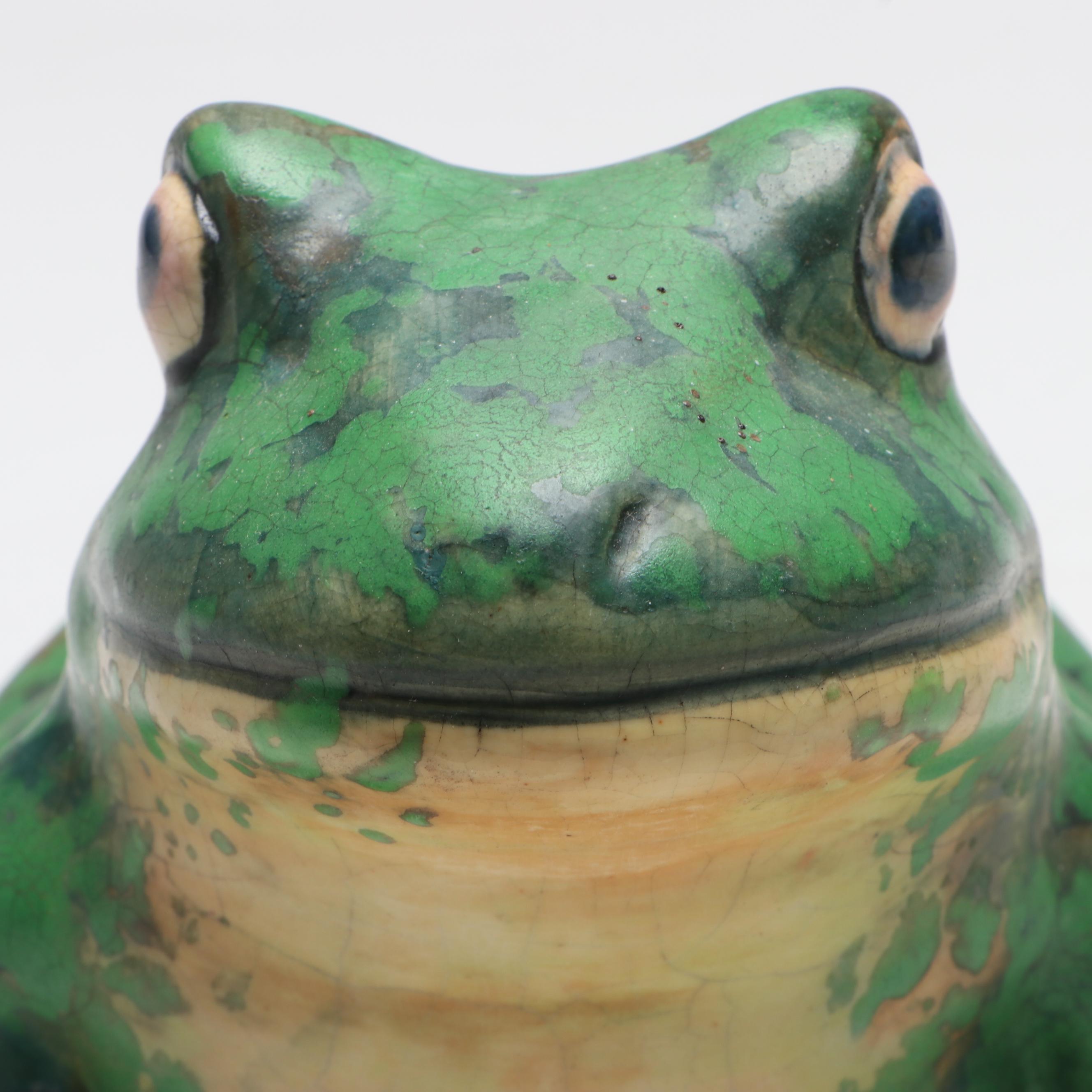 Rudolph Lorber for Weller Pottery Coppertone Garden Frog Figurine, 1920s–1930s
